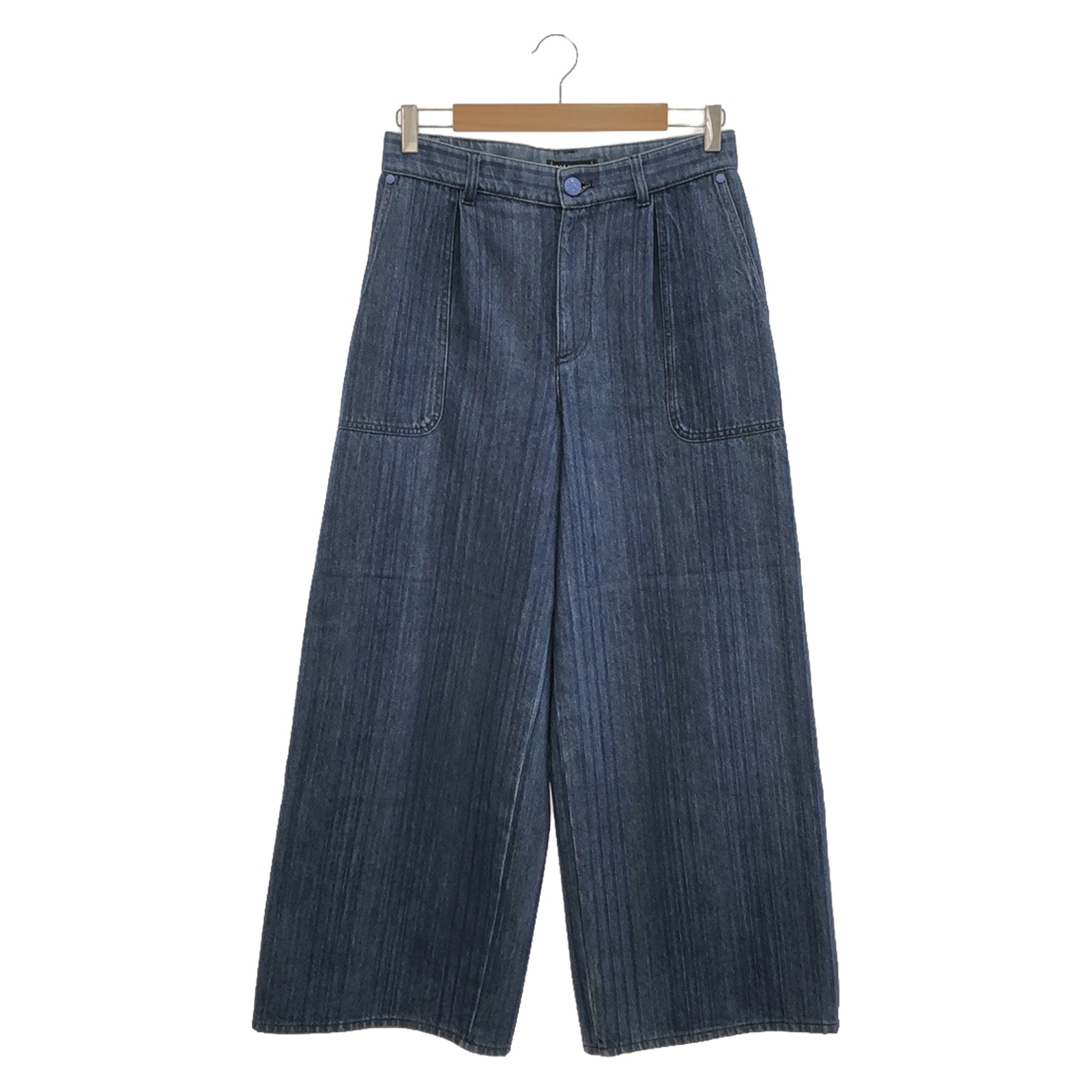 Chanel Denim Wide Pants Cotton Blue