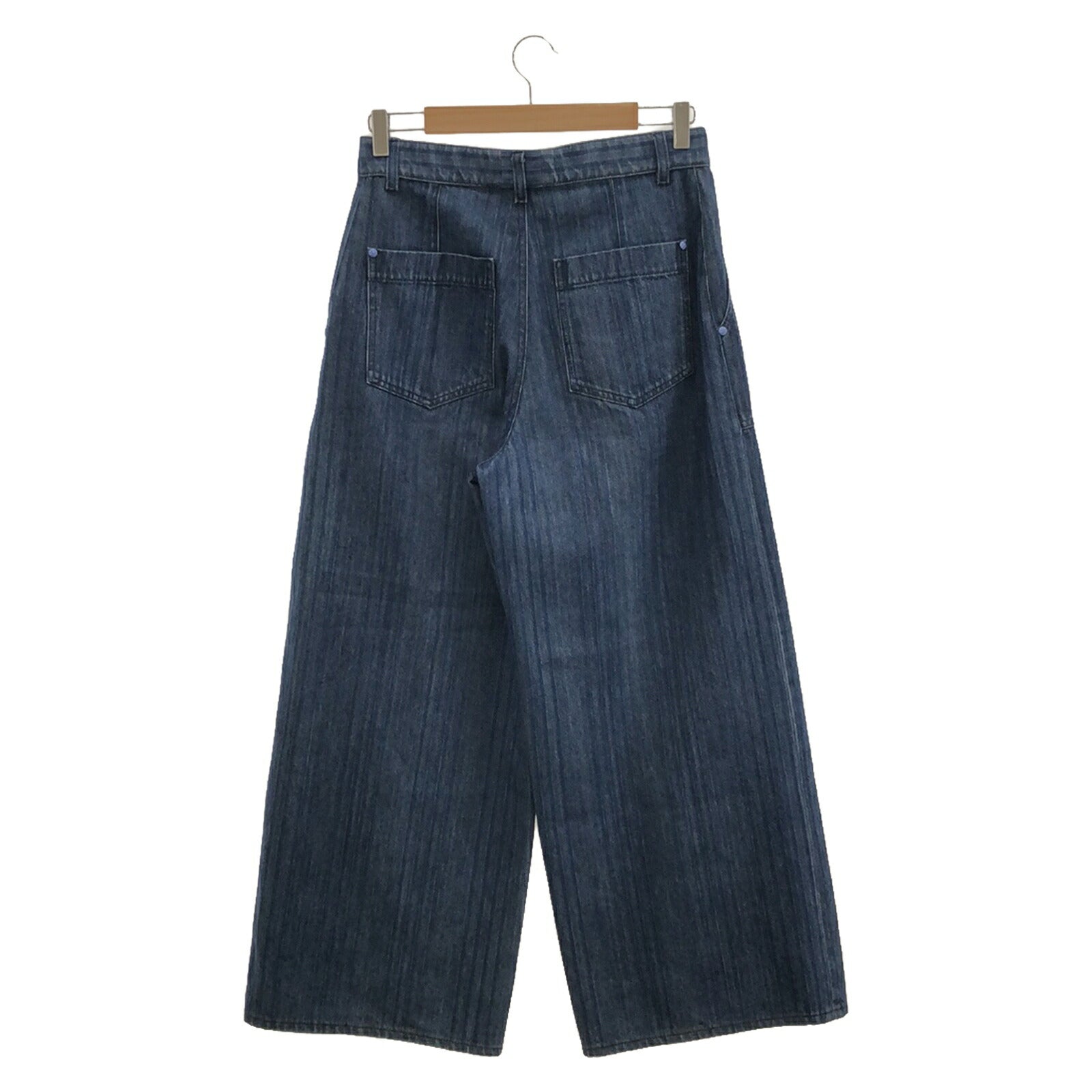 Chanel Denim Wide Pants Cotton Blue