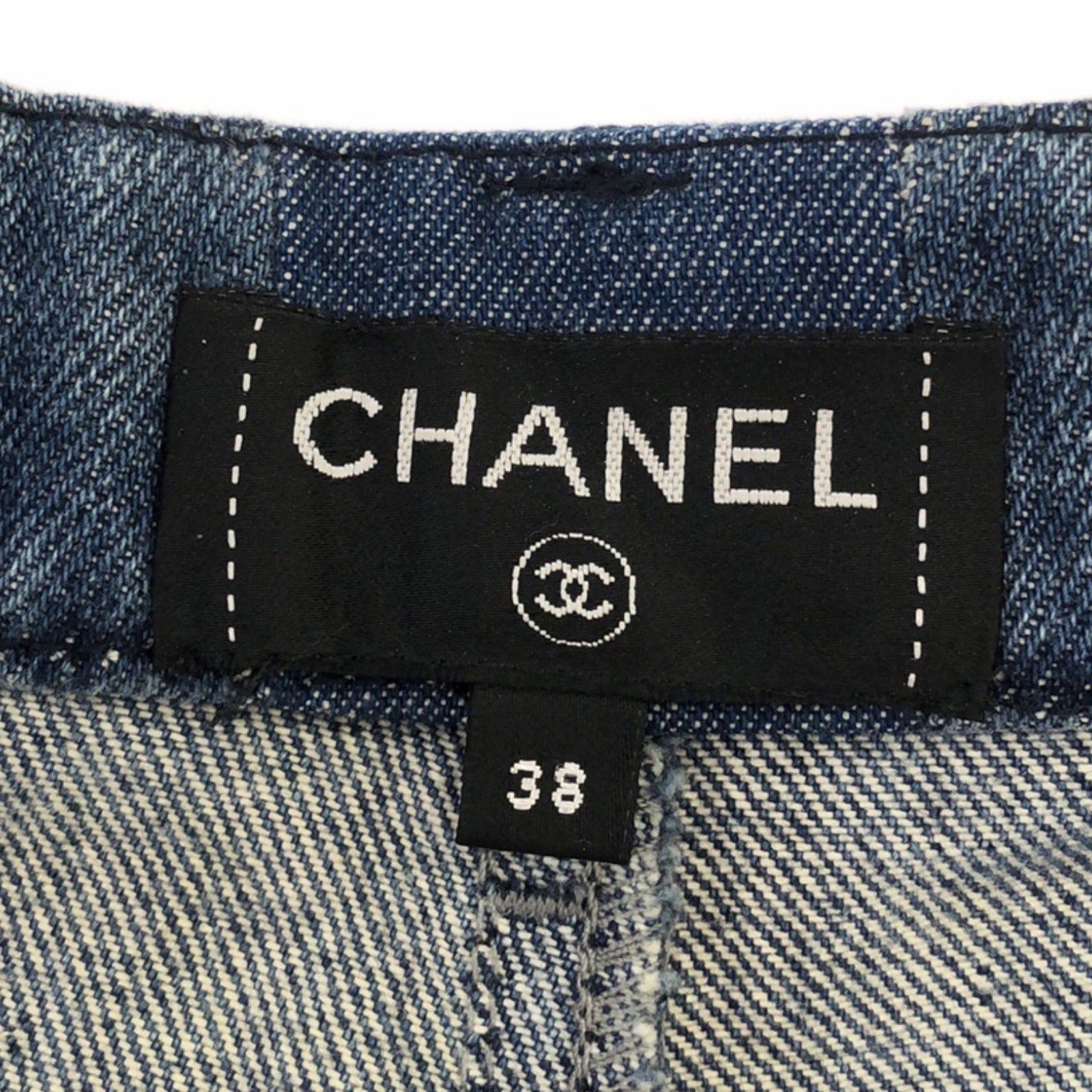 Chanel Denim Wide Pants Cotton Blue