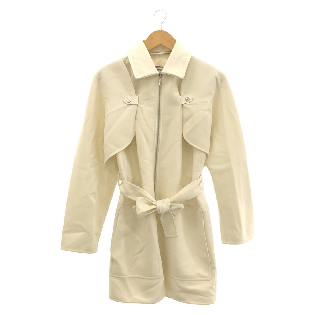 Hermes 2way Cashmere Coat White