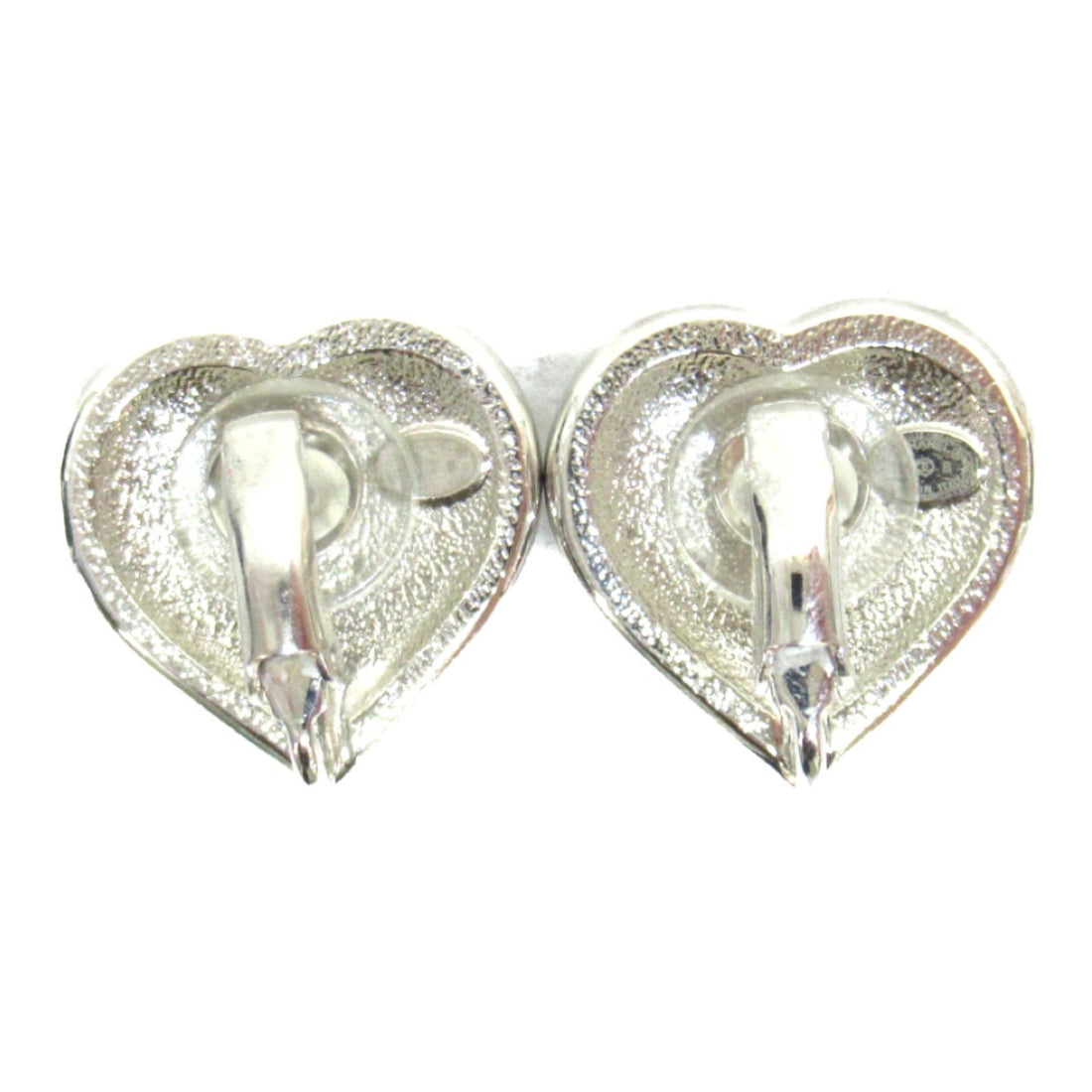 Chanel Heart Earrings Silver Plated