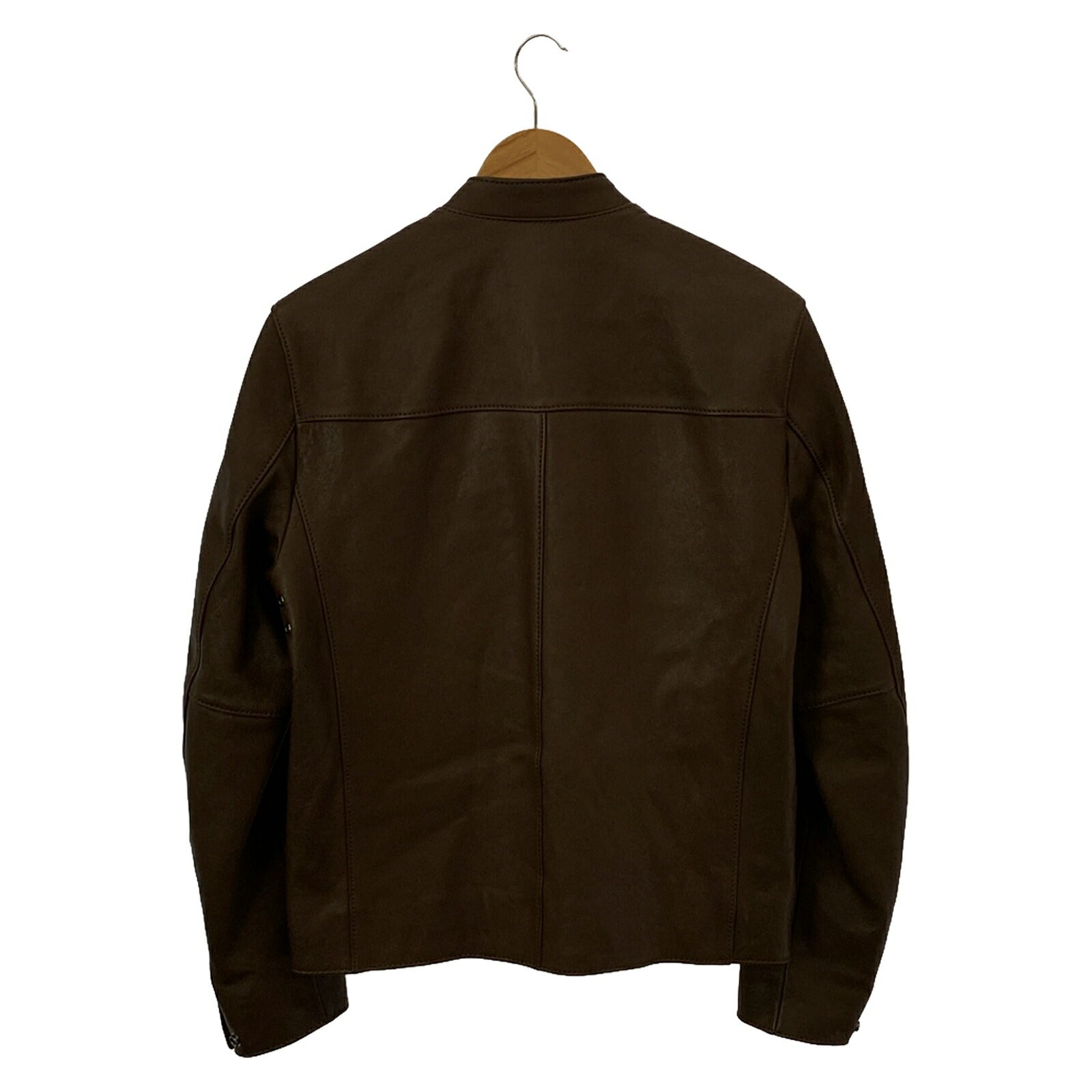 Coach Lambskin Zip Rider Jacket Brown