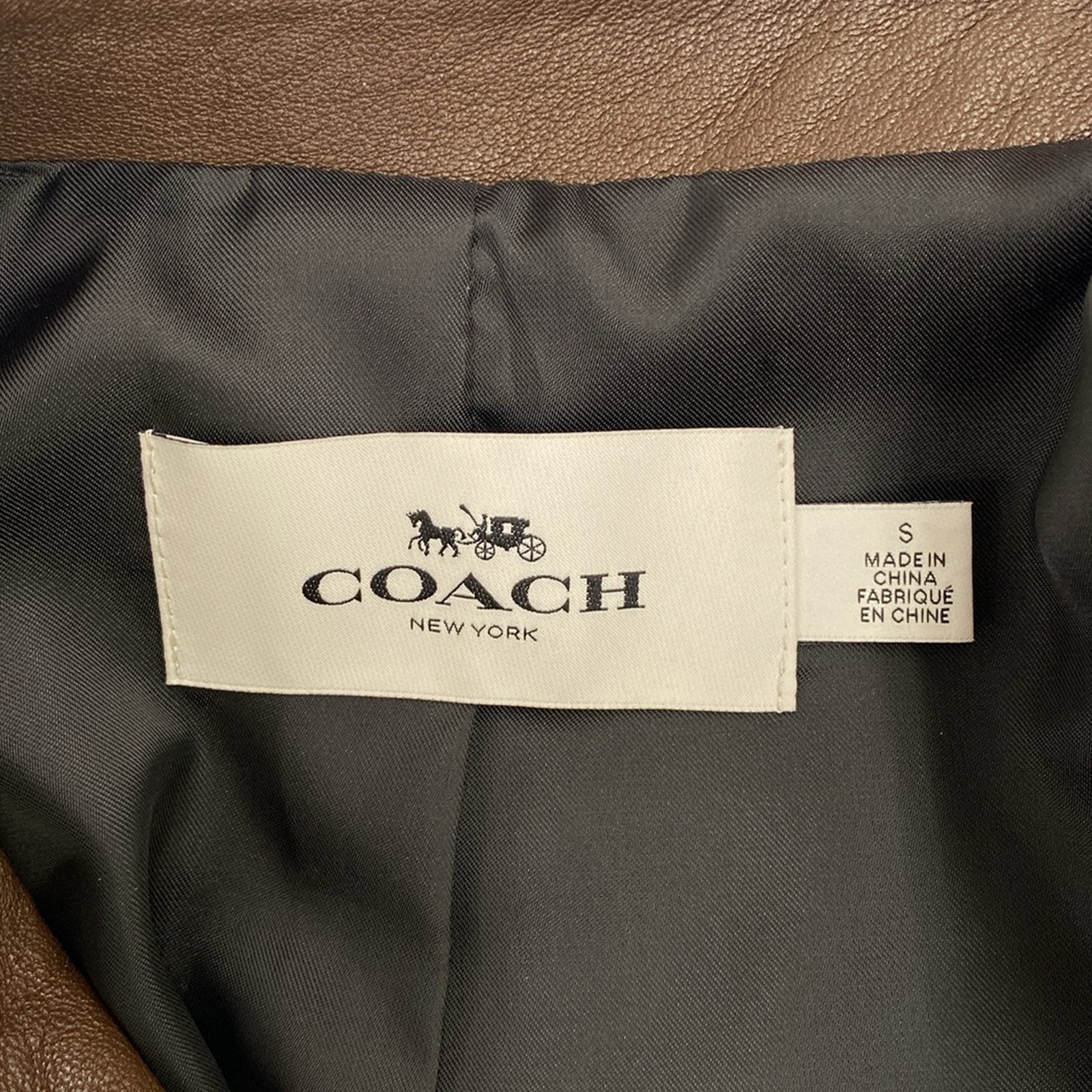 Coach Lambskin Zip Rider Jacket Brown