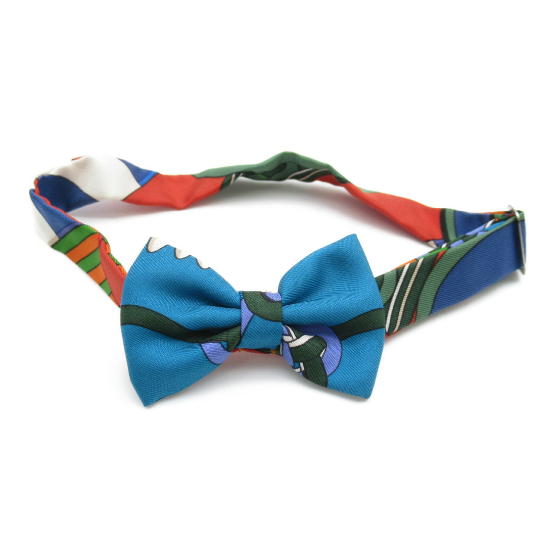 Hermes Silk Bow Tie Blue Multicolor