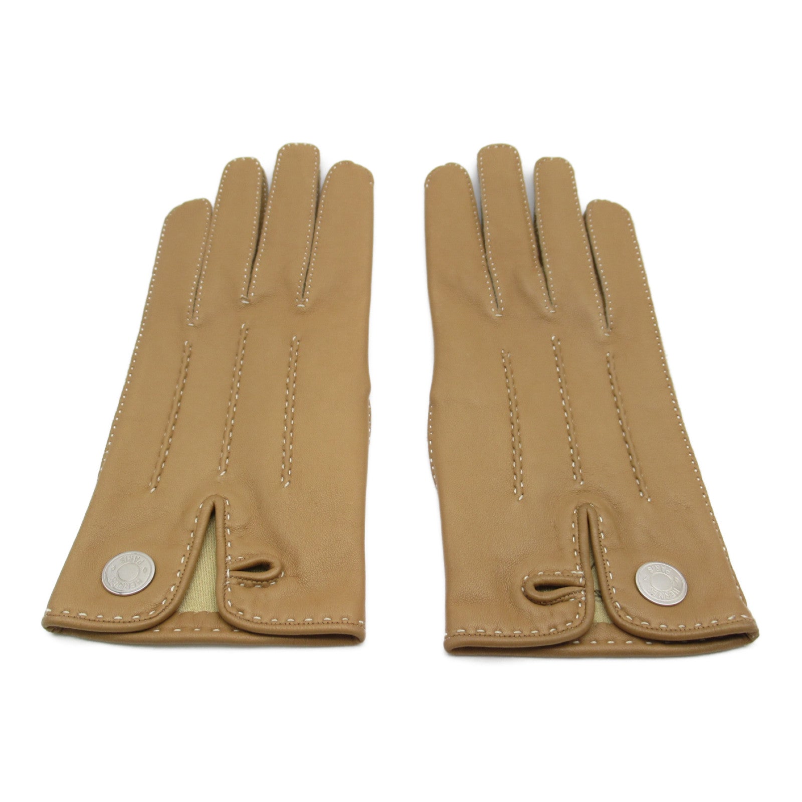 Hermes Leather Gloves Beige