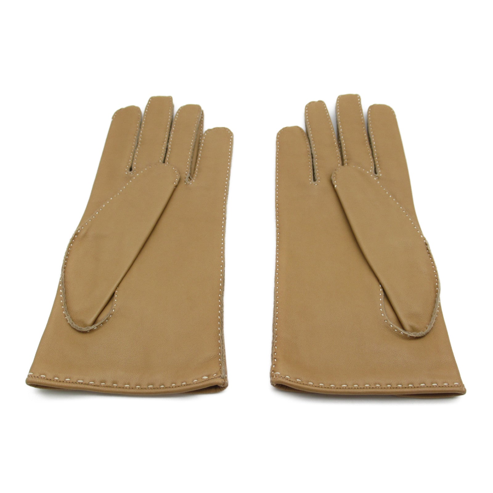 Hermes Leather Gloves Beige