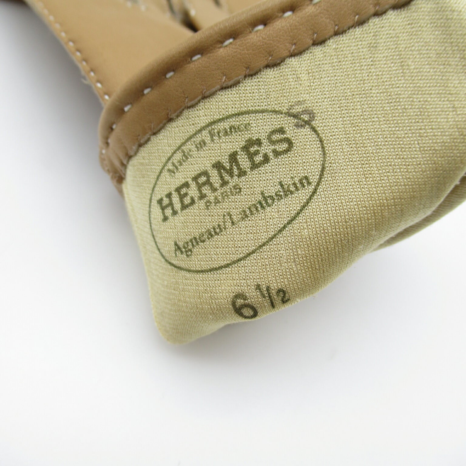 Hermes Leather Gloves Beige