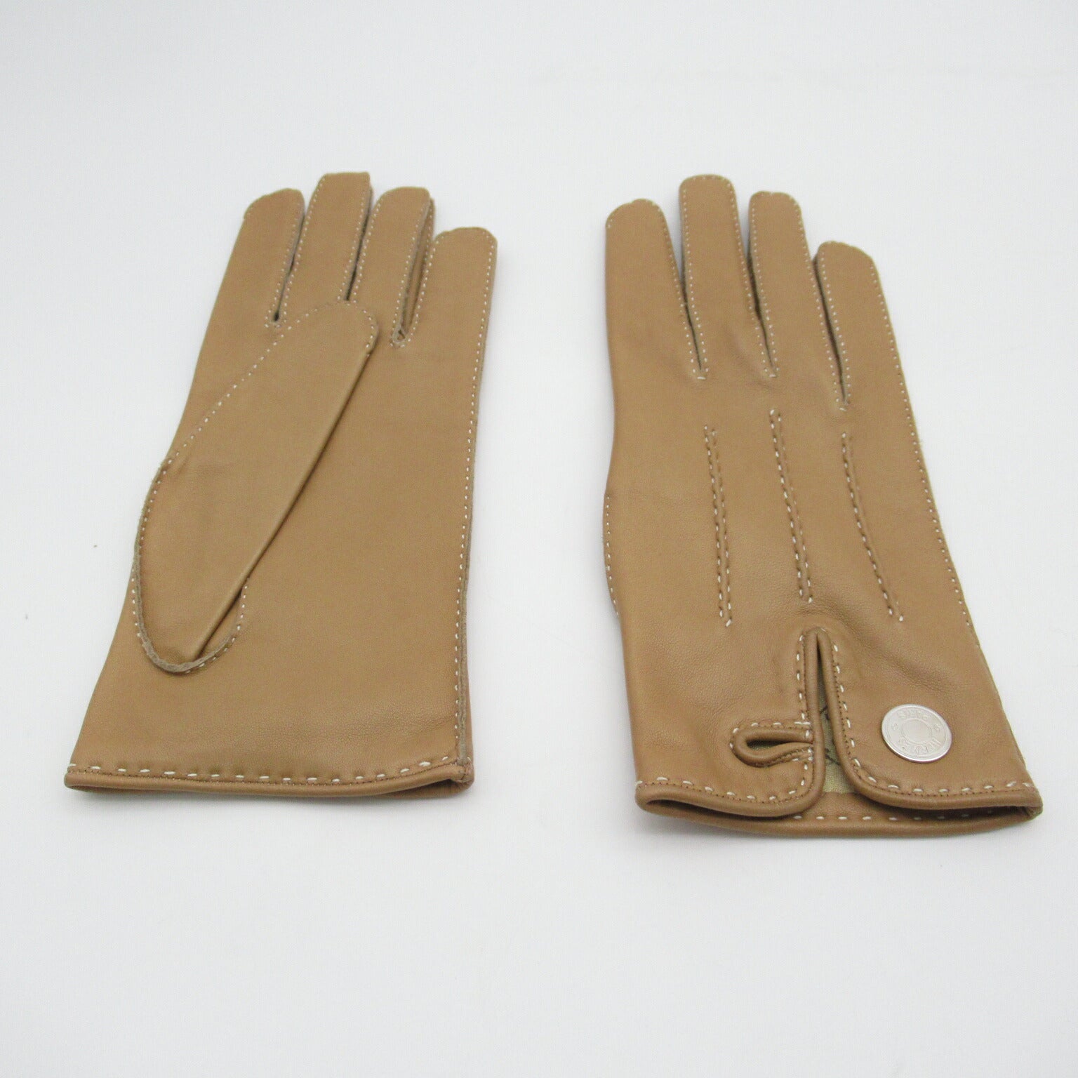 Hermes Leather Gloves Beige