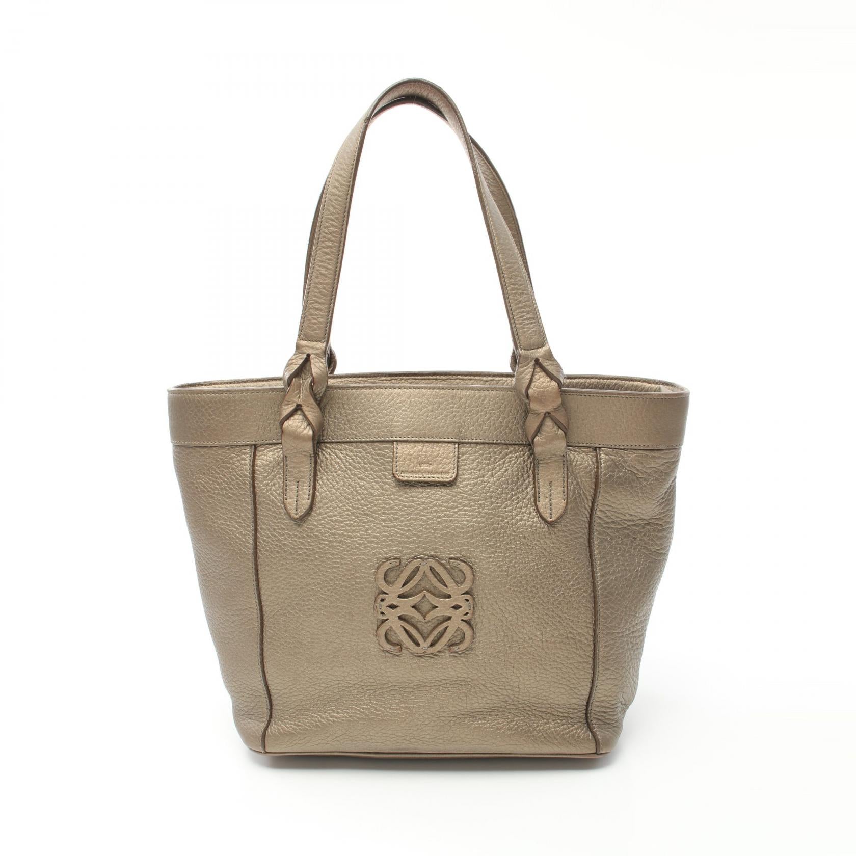 Loewe Leather Fusta Tote Bag Khaki