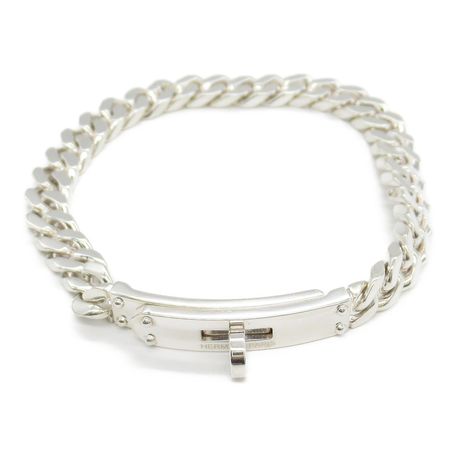 Hermes Kelly Gourmette Silver Bracelet