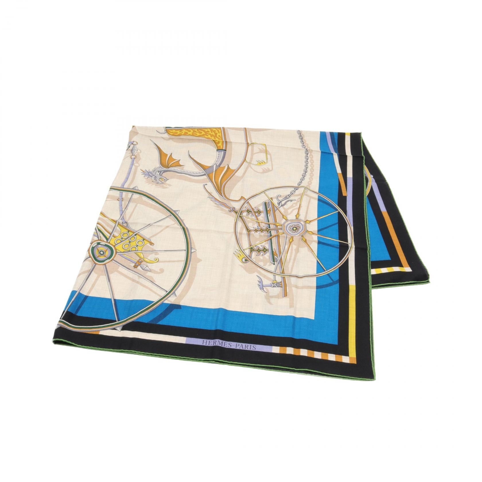 Hermes Silk Cashmere Scarf Voitures en Equilibre