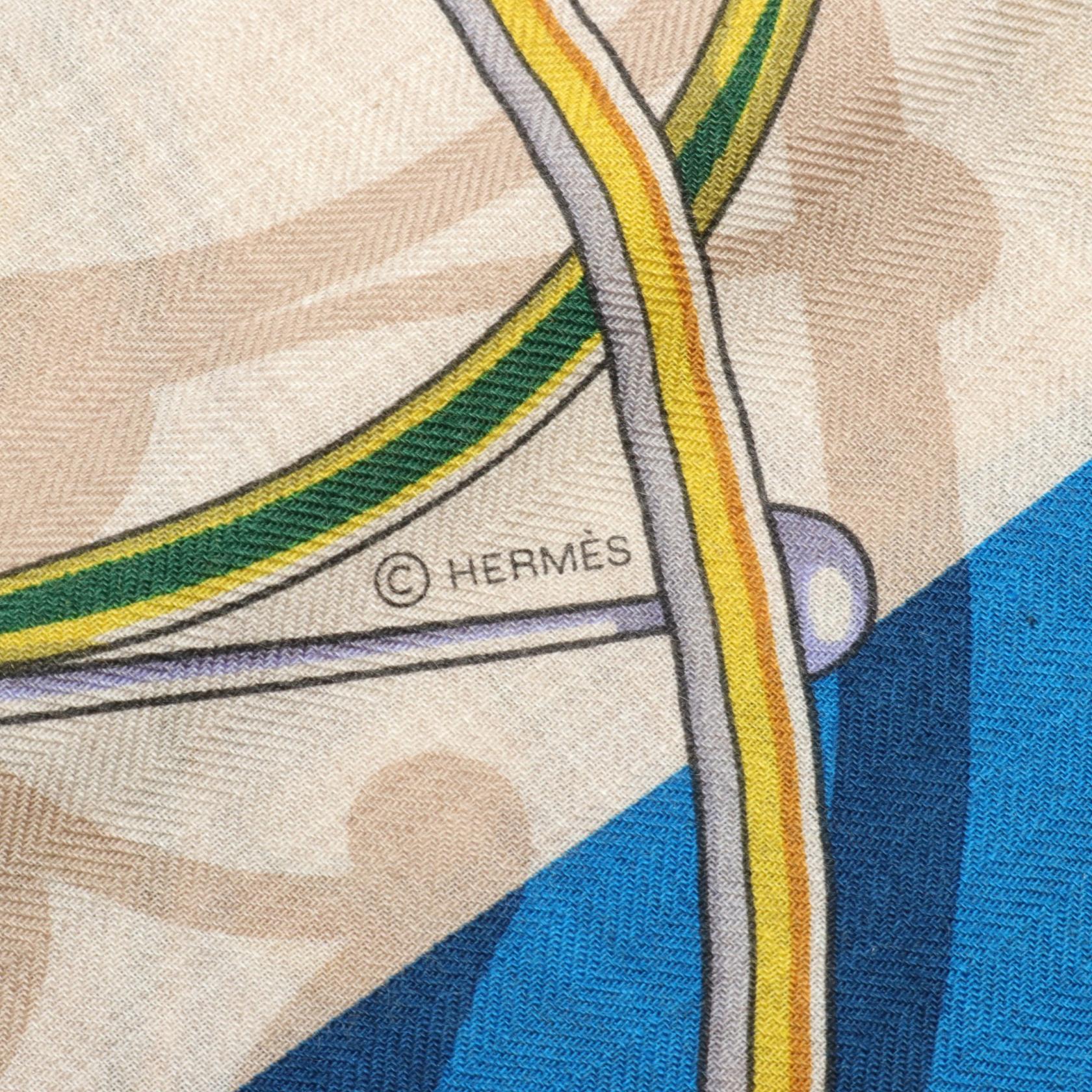 Hermes Silk Cashmere Scarf Voitures en Equilibre