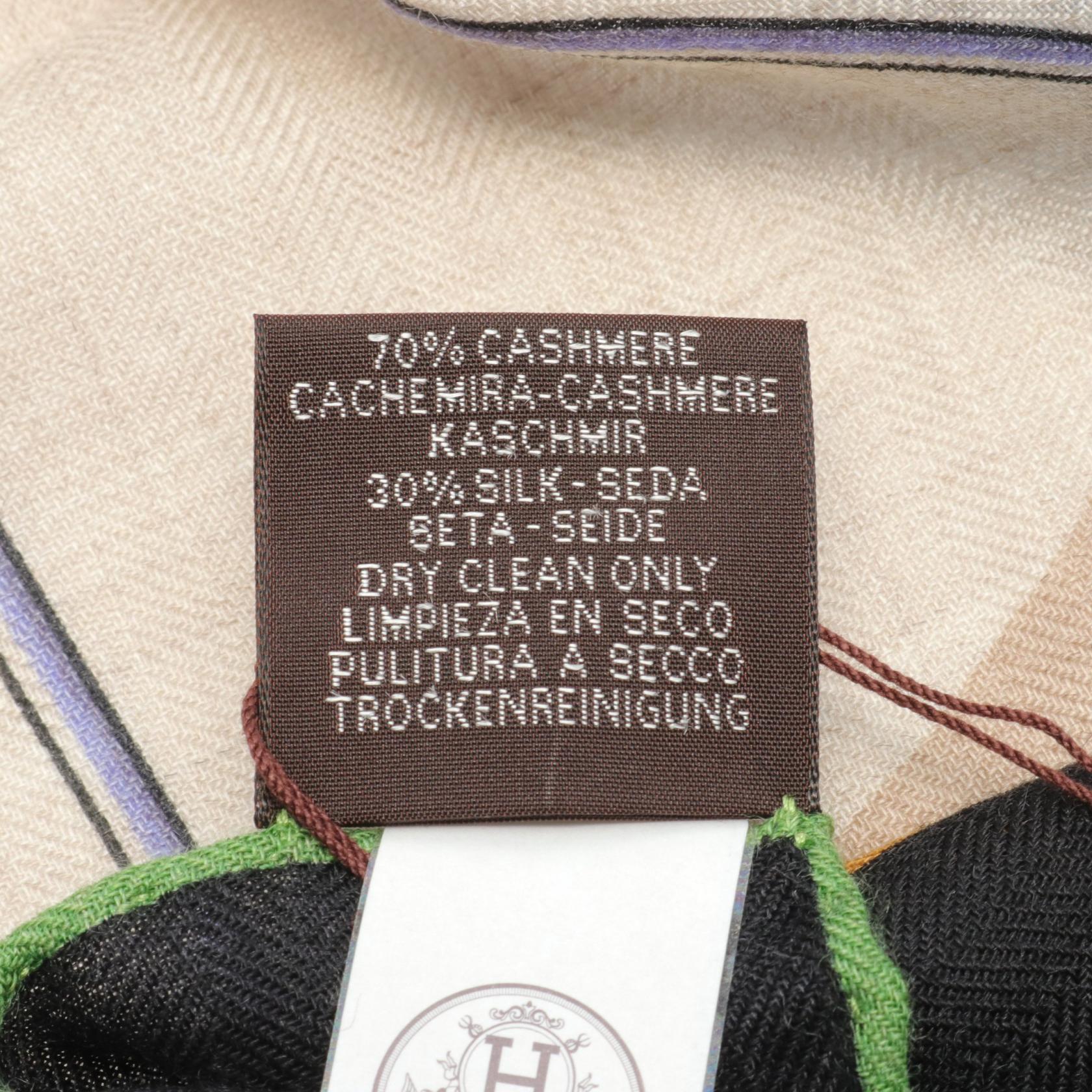 Hermes Silk Cashmere Scarf Voitures en Equilibre