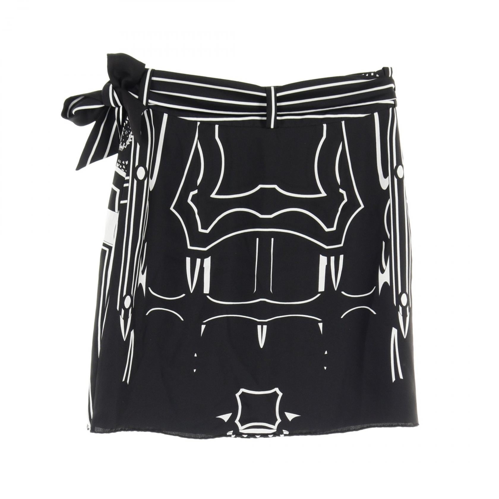 Hermes Silk Skirt Black/White