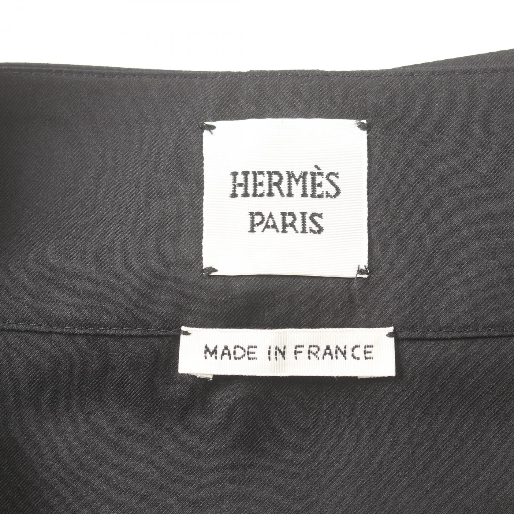 Hermes Silk Skirt Black/White