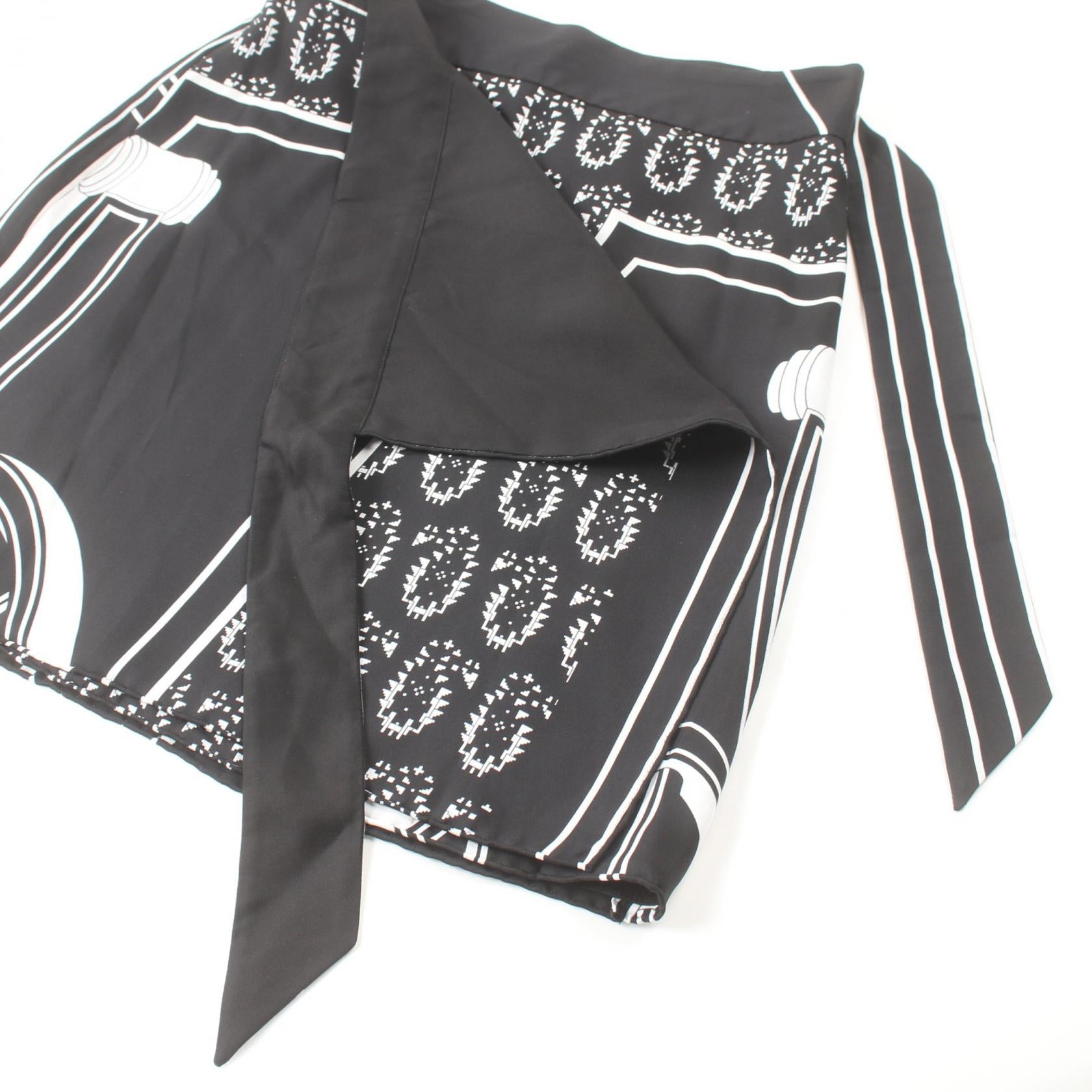 Hermes Silk Skirt Black/White