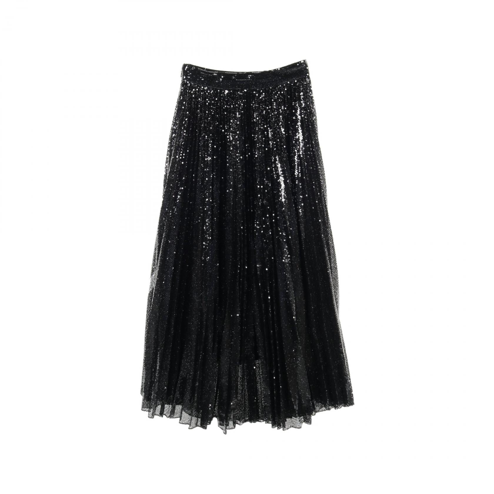 Valentino Pleated Skirt Polyester Black/Silver