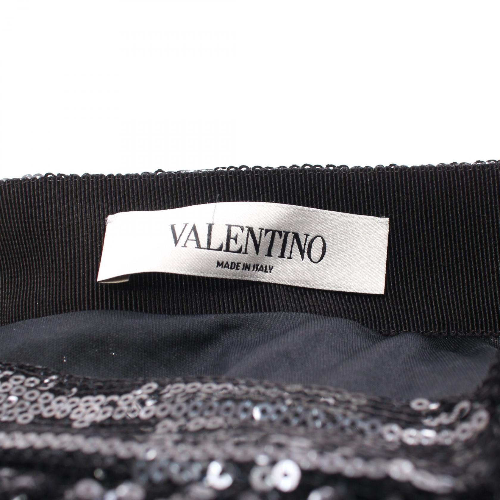 Valentino Pleated Skirt Polyester Black/Silver