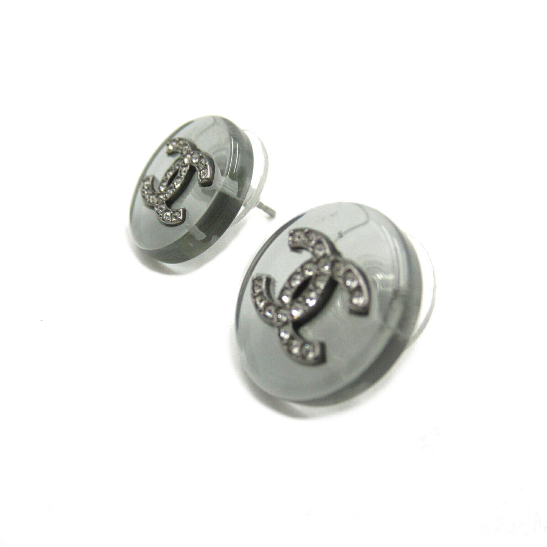 Chanel Silver Plated Coco Mark Earrings