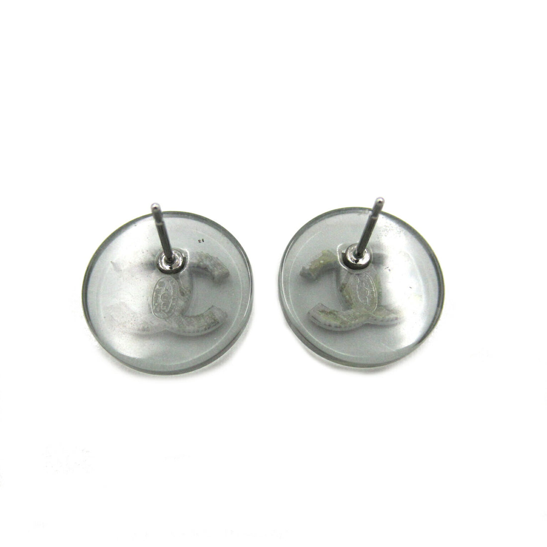 Chanel Silver Plated Coco Mark Earrings