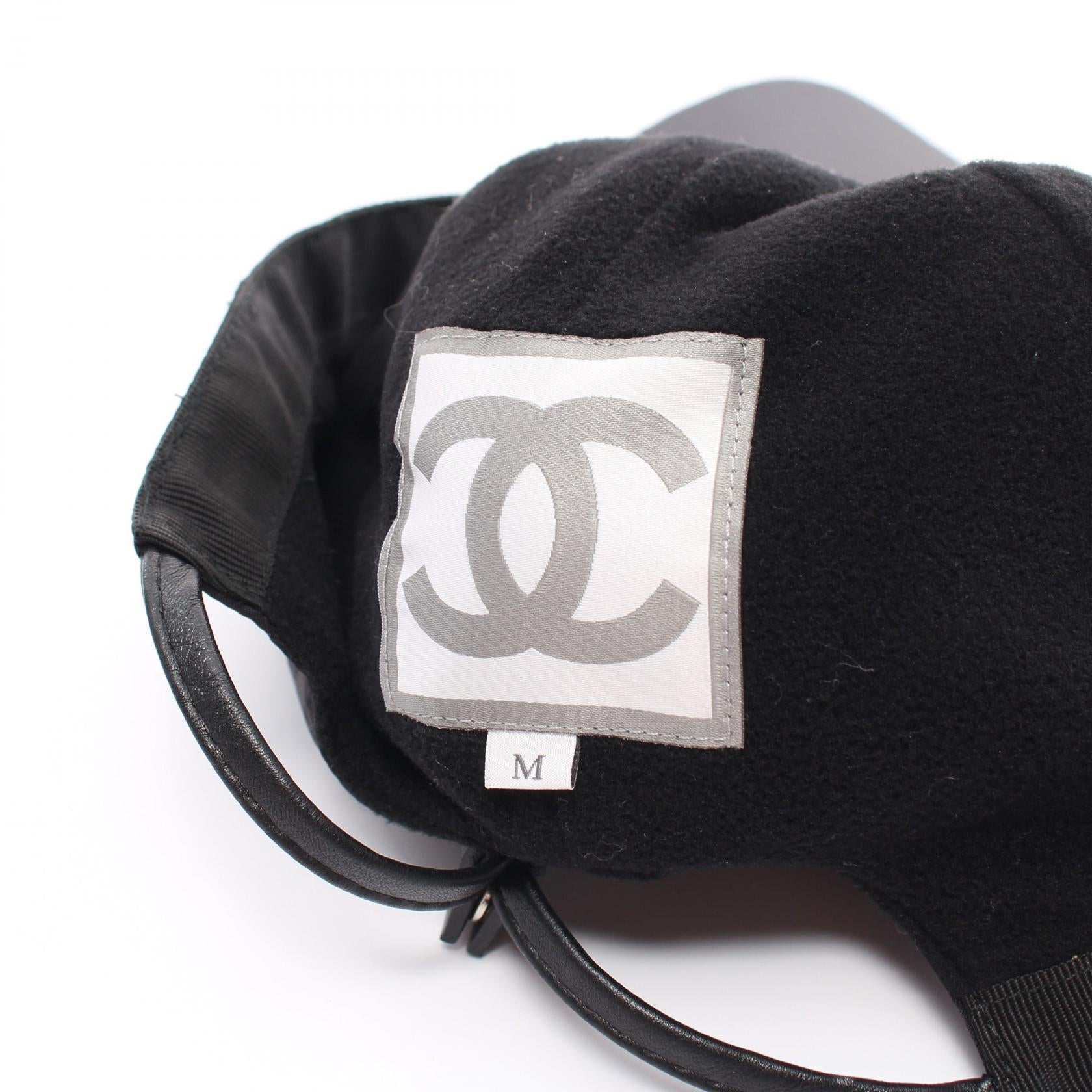 Chanel Nylon Leather Coco Mark Cap Black