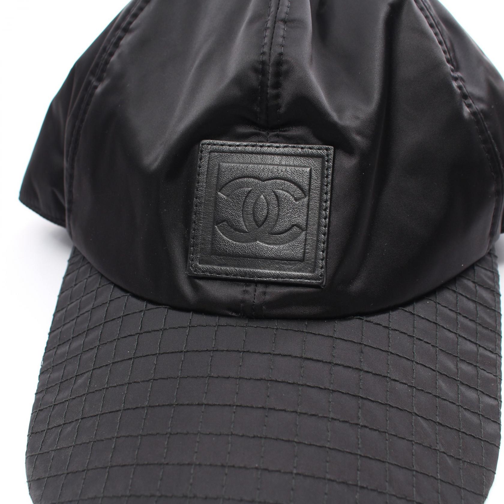 Chanel Nylon Leather Coco Mark Cap Black