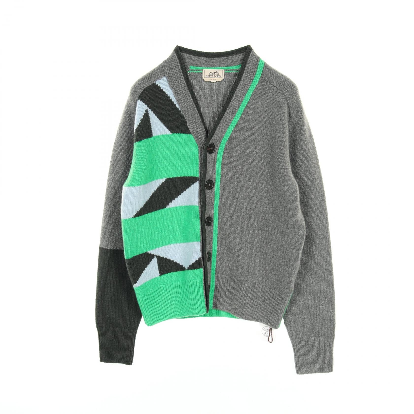 Hermes Cashmere Cardigan Gray Multicolor