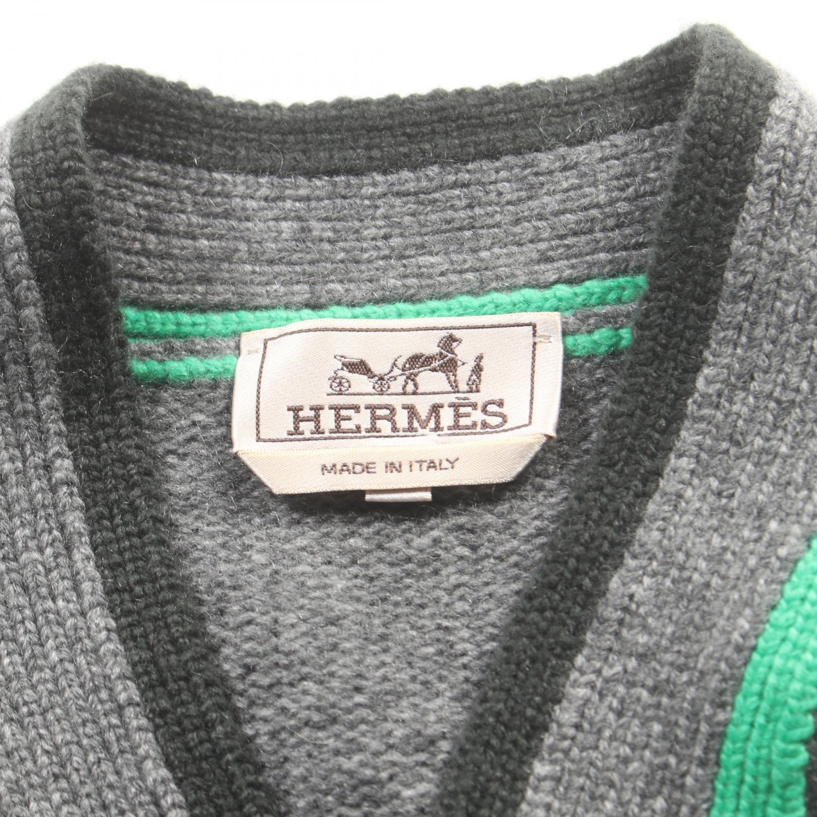 Hermes Cashmere Cardigan Gray Multicolor