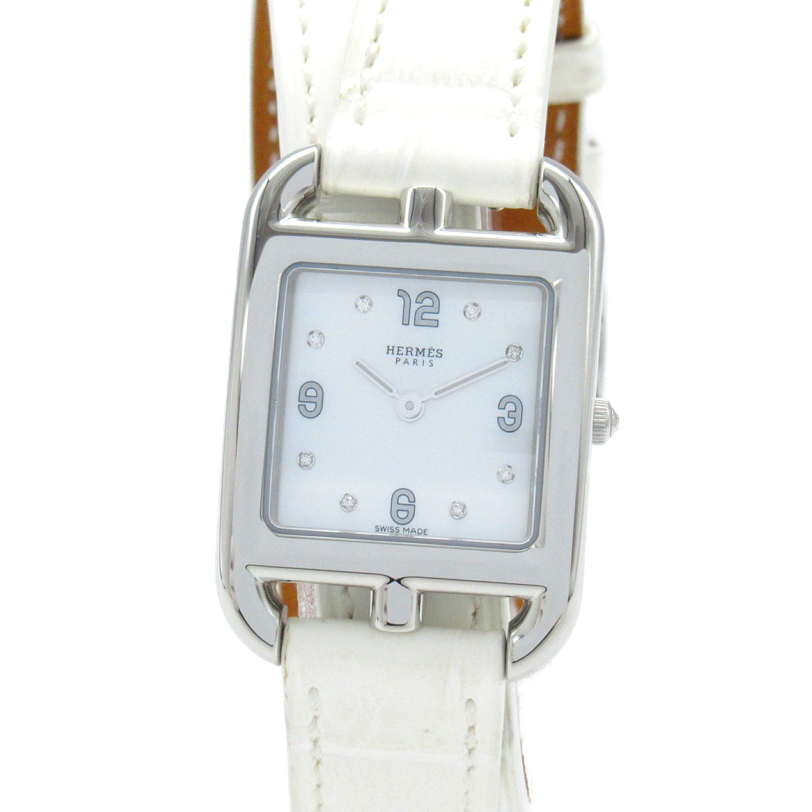 Hermes Cape Cod Double Tour Watch Stainless Steel Leather