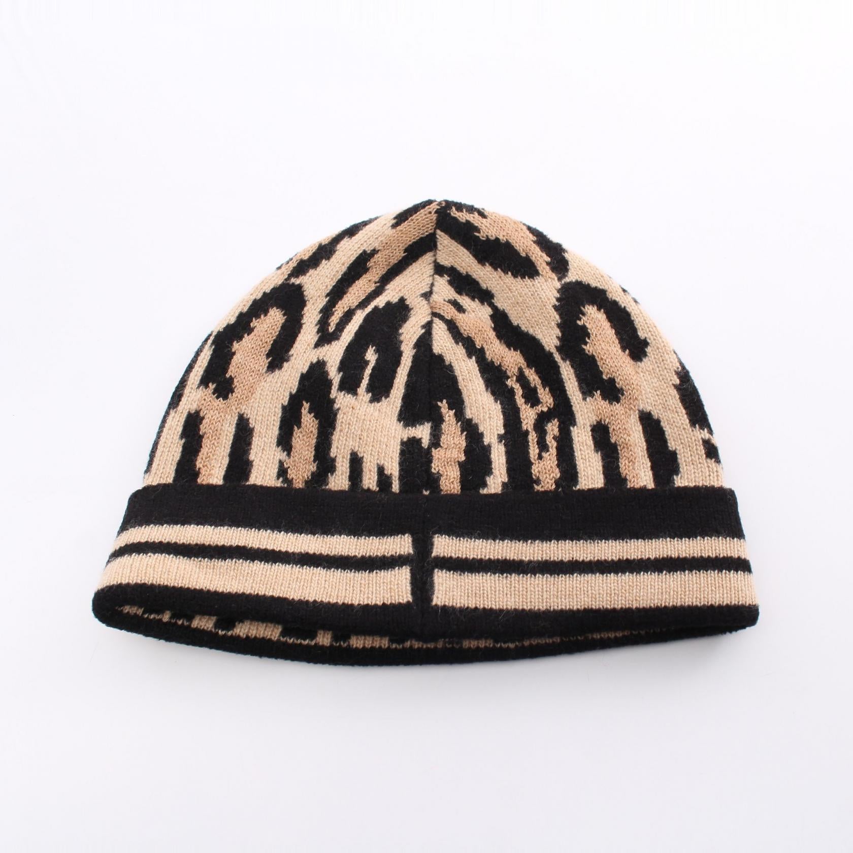 Louis Vuitton Leopard Wool Cashmere Knit Cap M75875