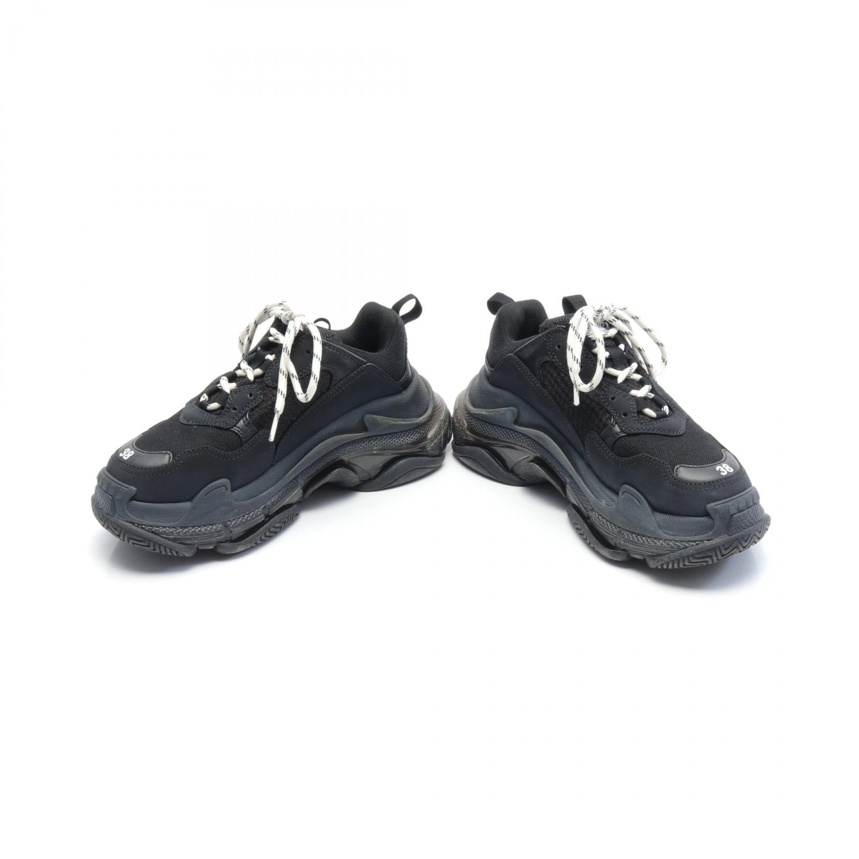 Balenciaga Triple S Sneakers Leather Fabric Black