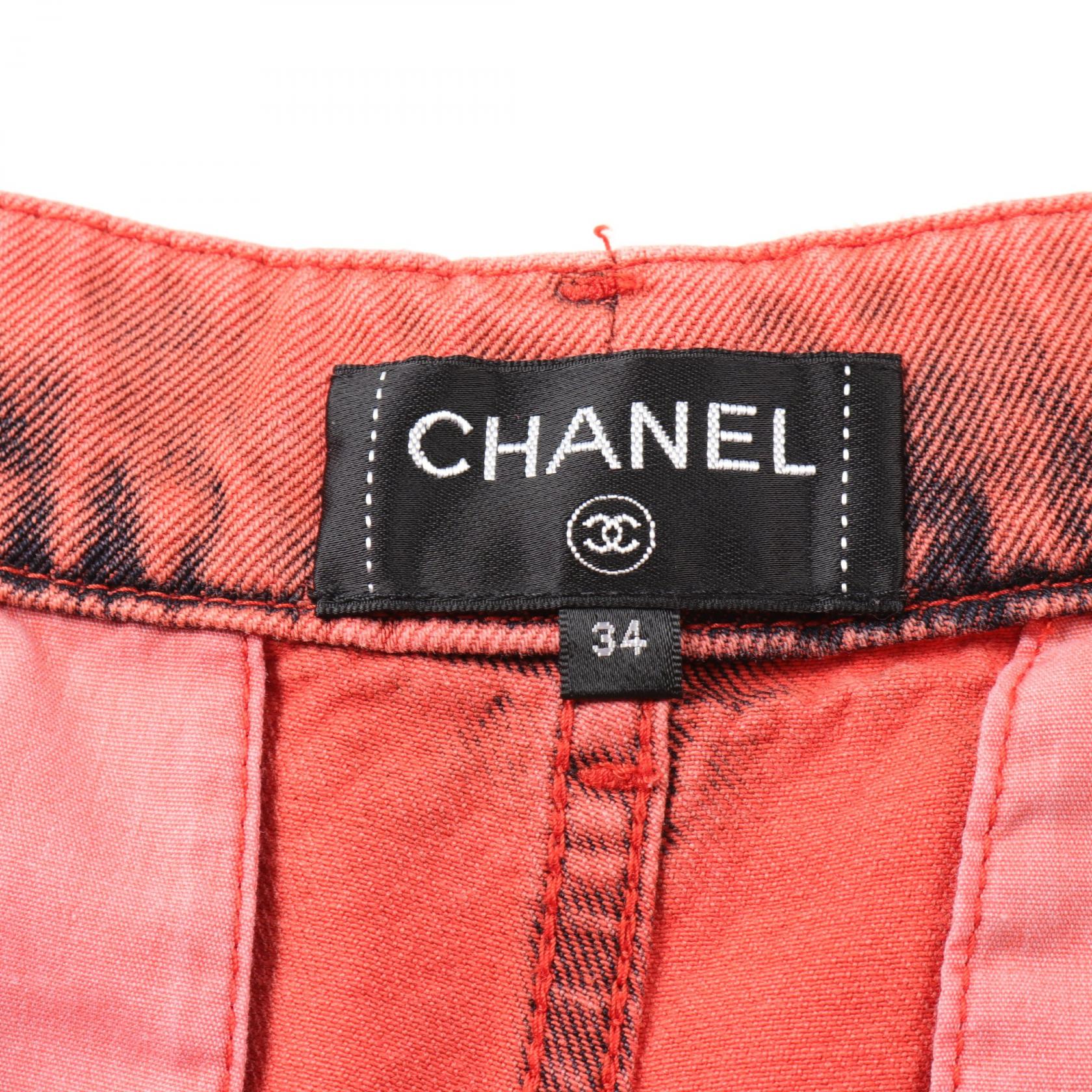 Chanel Denim Pants Cotton Red/Black