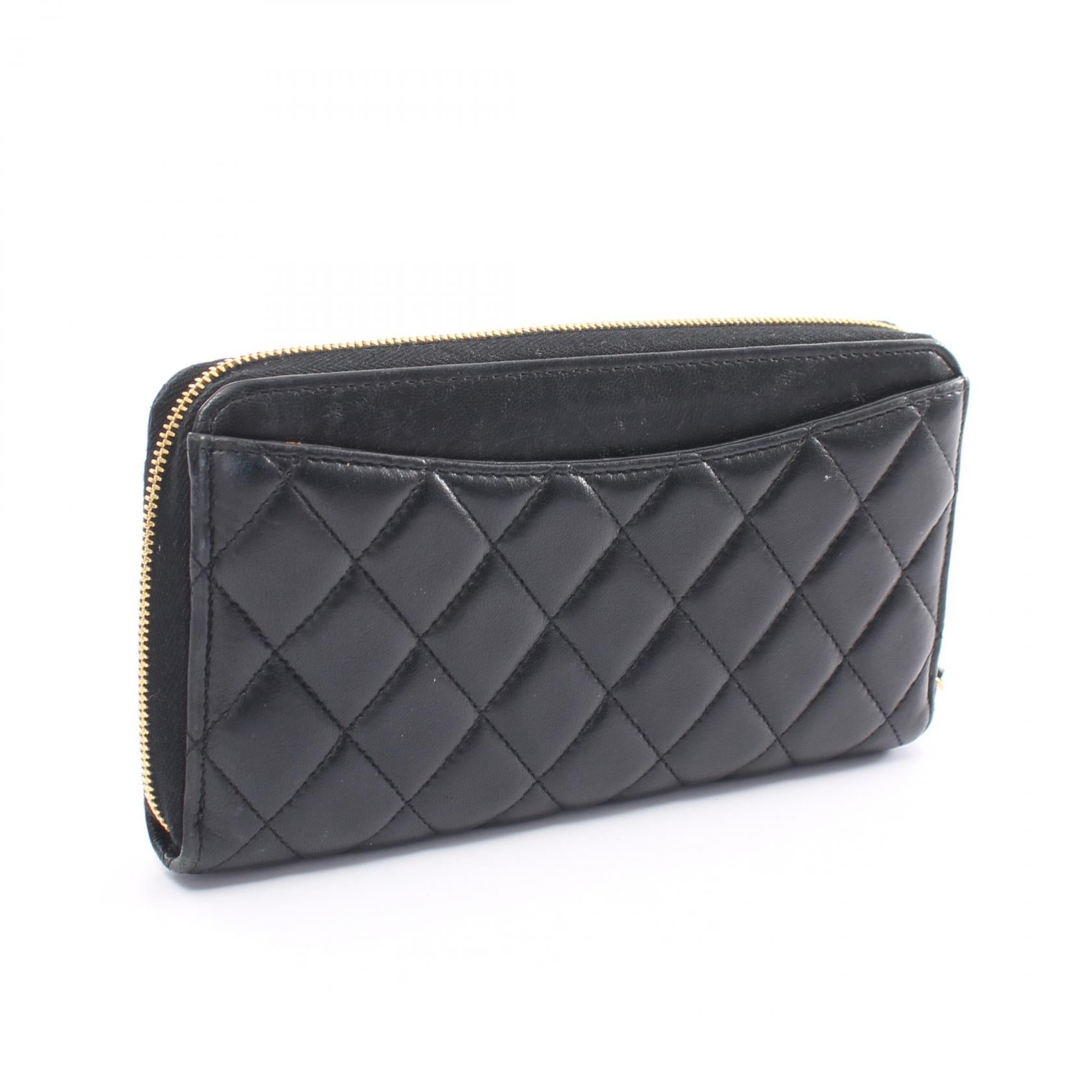 Chanel Matelasse Lambskin Long Wallet Black