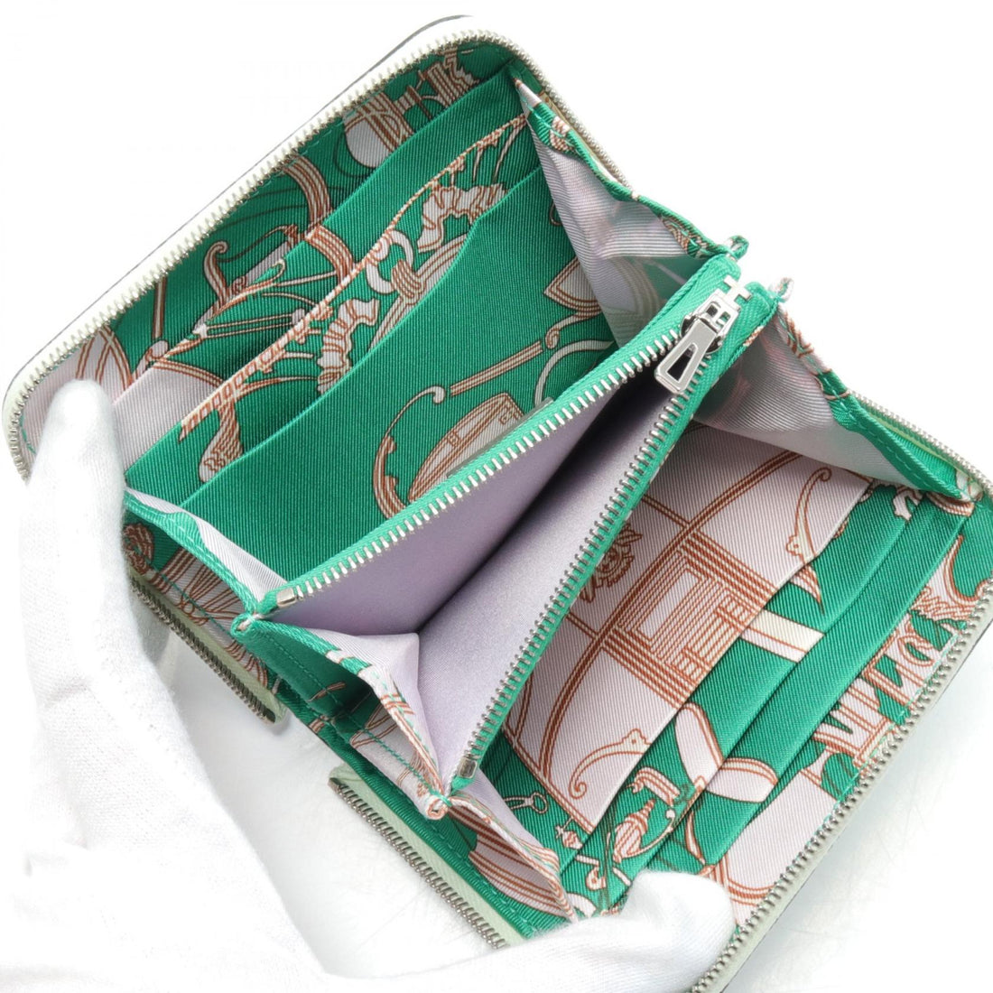 Hermes Azap Compact Silk'in Wallet Green