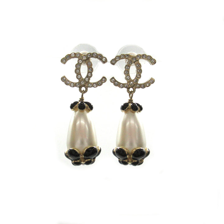 Chanel Pearl Earrings Gold Plated Jewelry