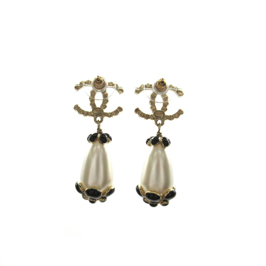 Chanel Pearl Earrings Gold Plated Jewelry