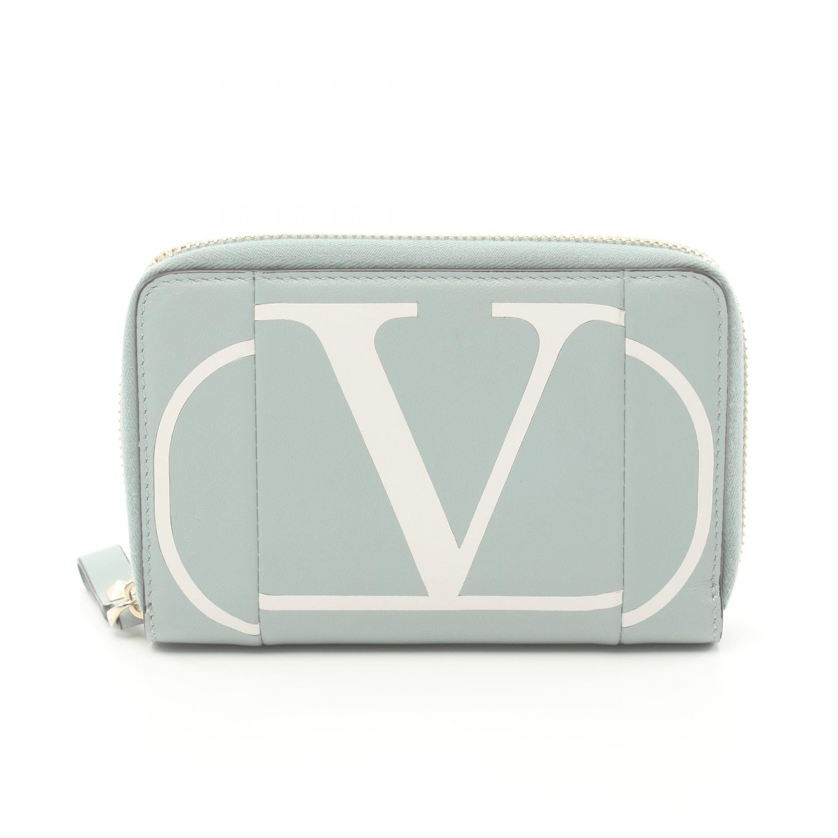 Valentino Leather Round Wallet Green