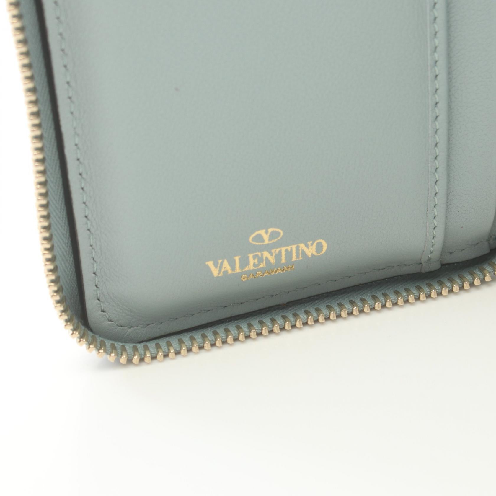 Valentino Leather Round Wallet Green