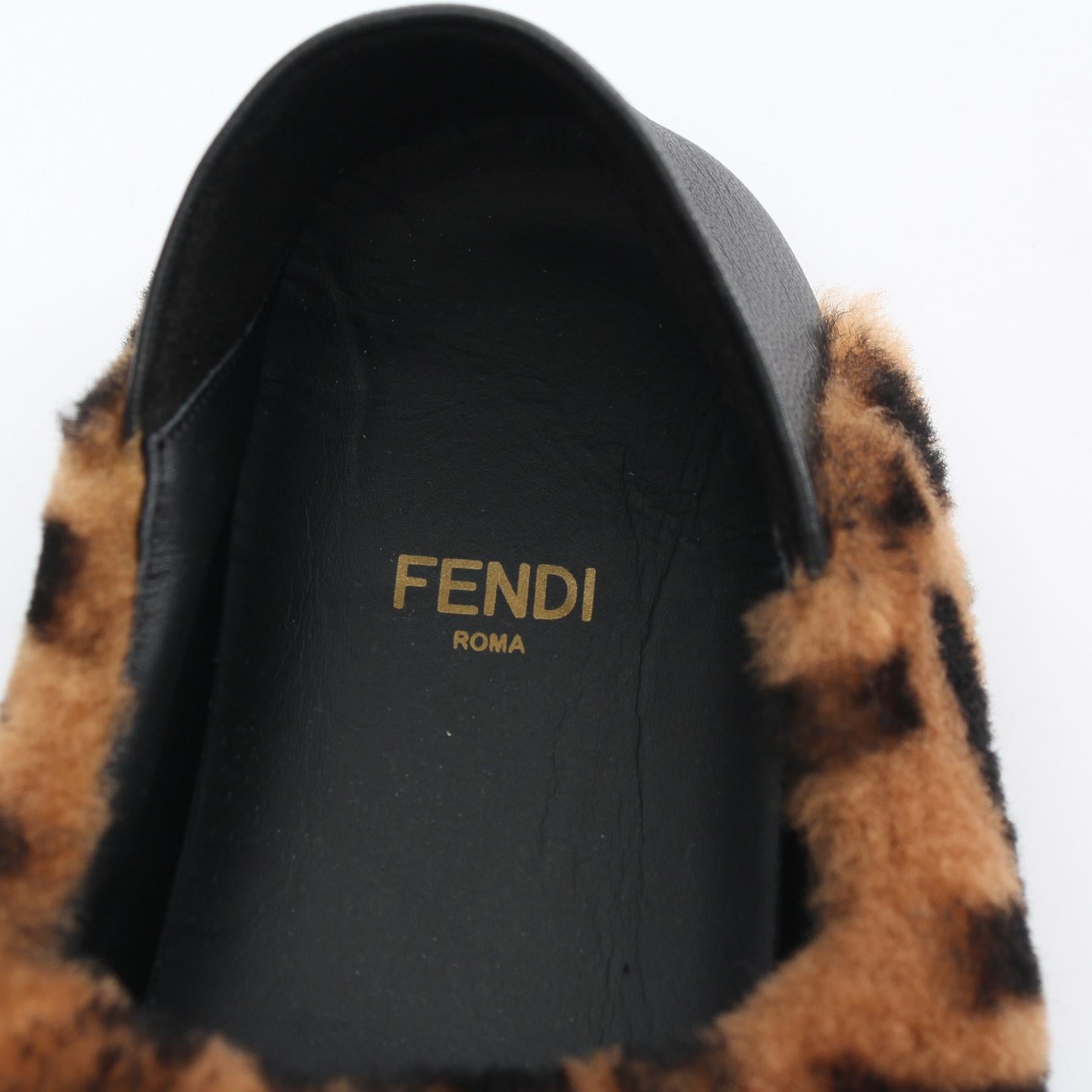 Fendi Leather Boa Zucca Room Shoes