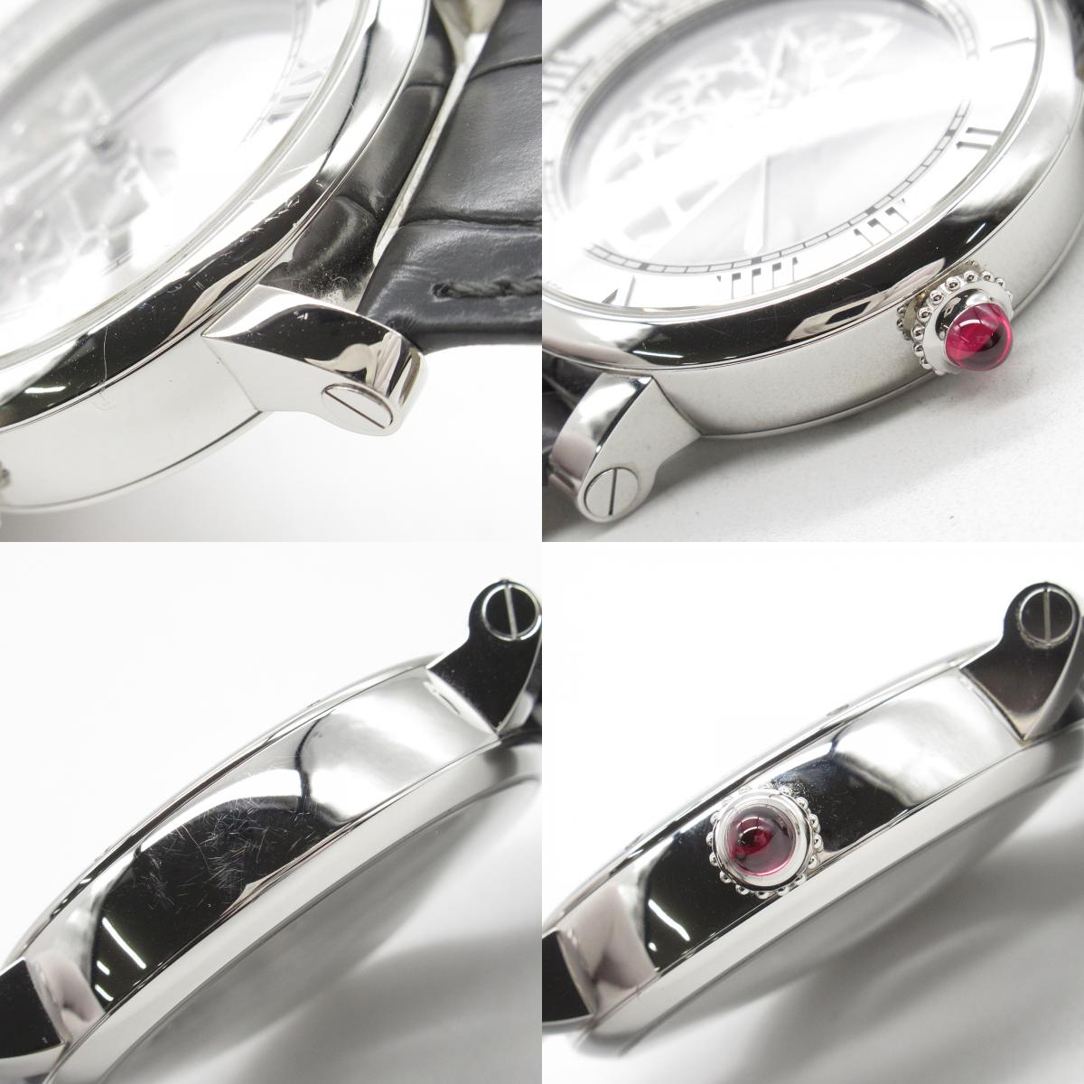 Cartier Pt950 Platinum Leather Watch WHRO0078