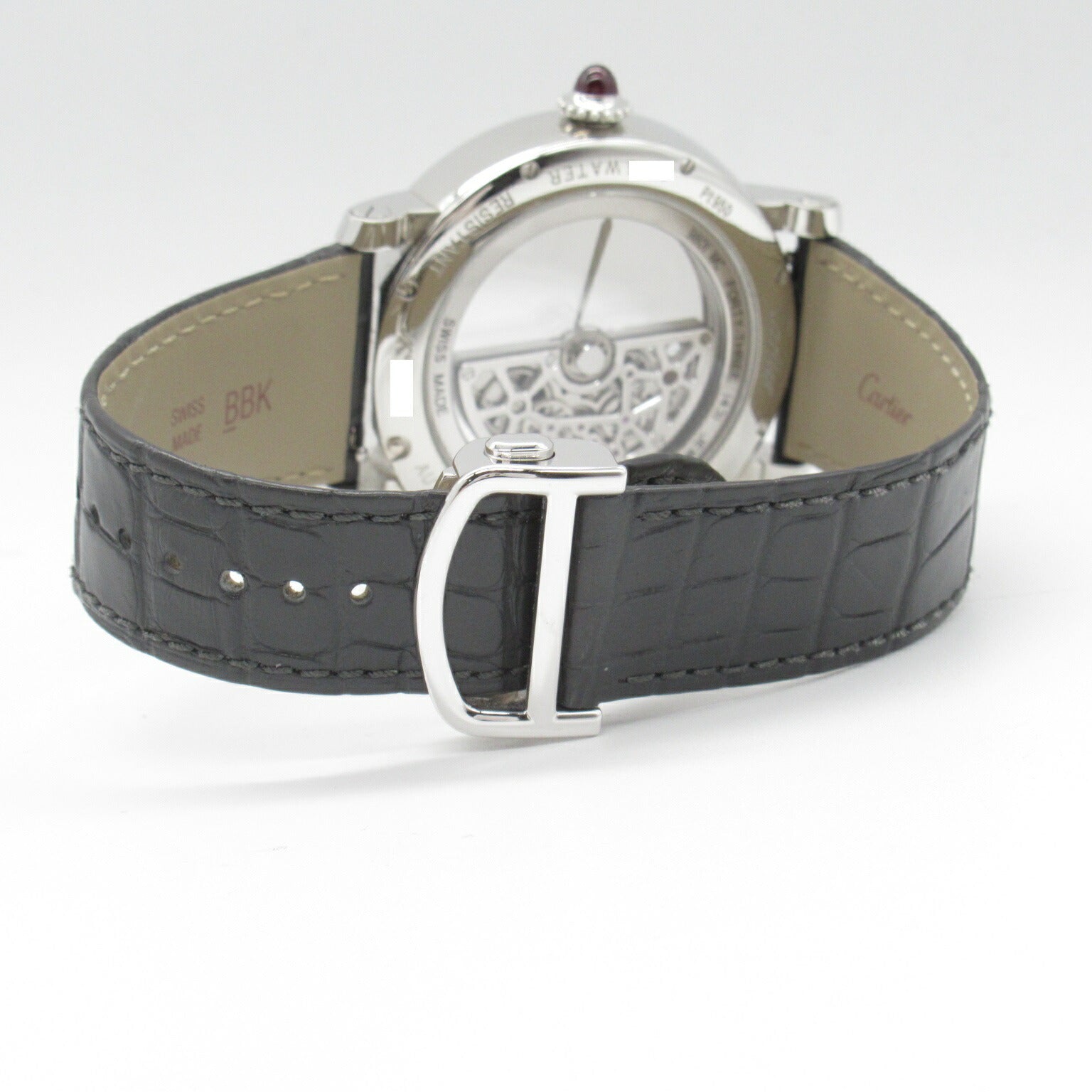 Cartier Pt950 Platinum Leather Watch WHRO0078