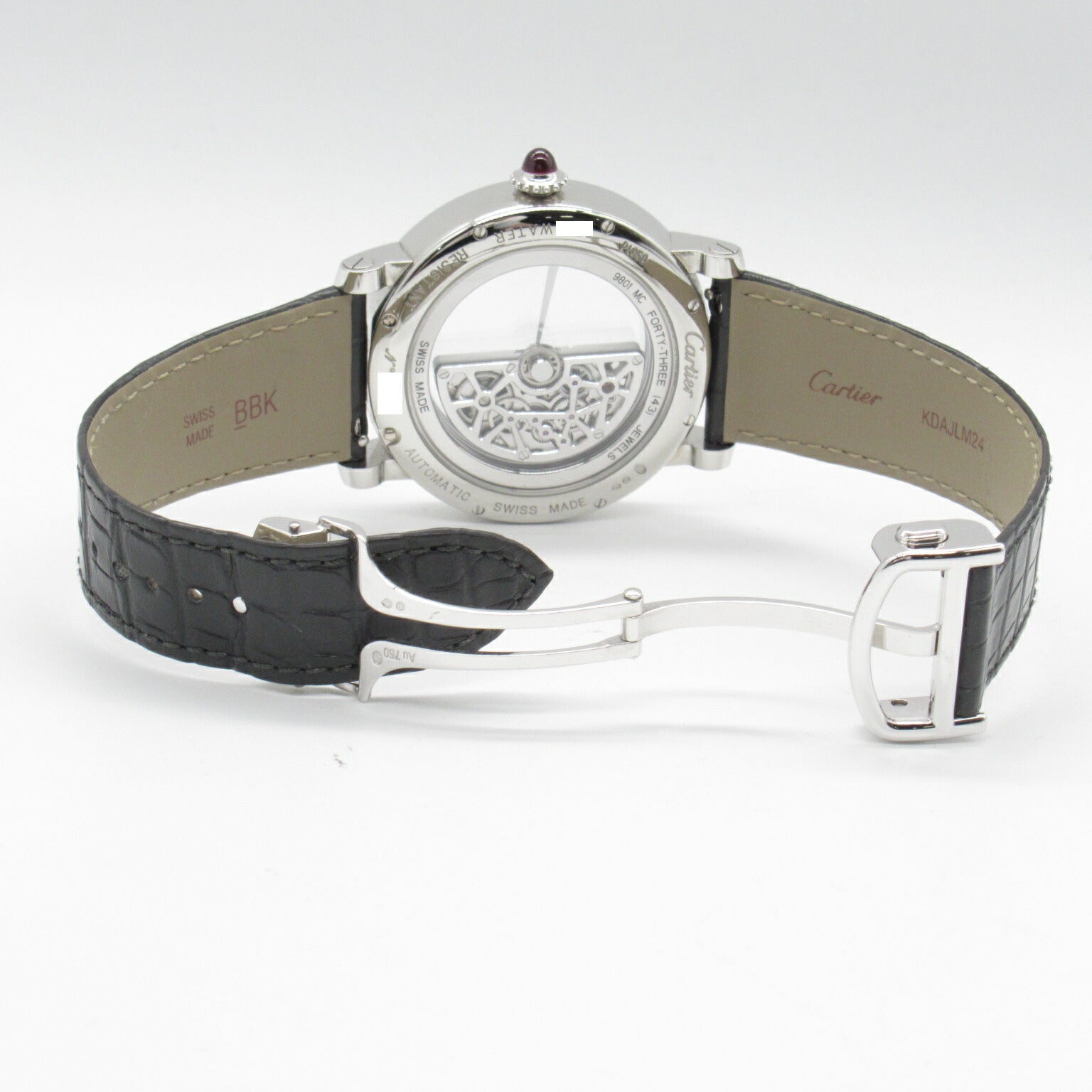 Cartier Pt950 Platinum Leather Watch WHRO0078