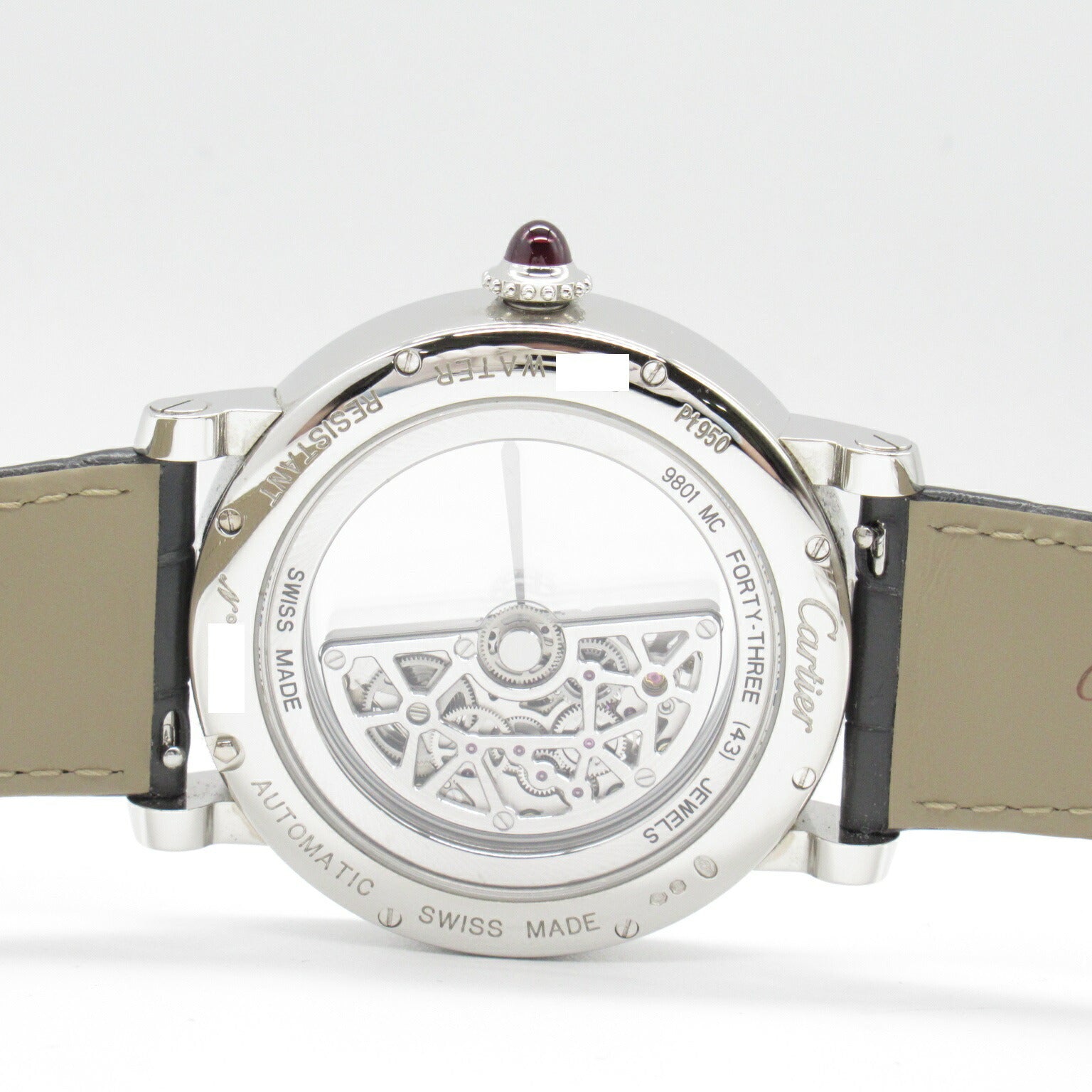 Cartier Pt950 Platinum Leather Watch WHRO0078