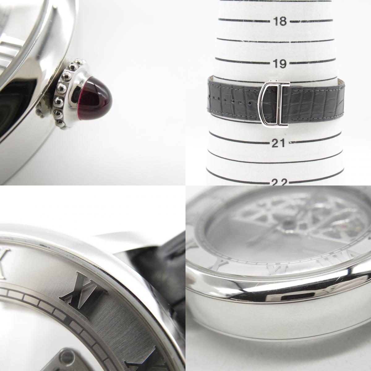 Cartier Pt950 Platinum Leather Watch WHRO0078