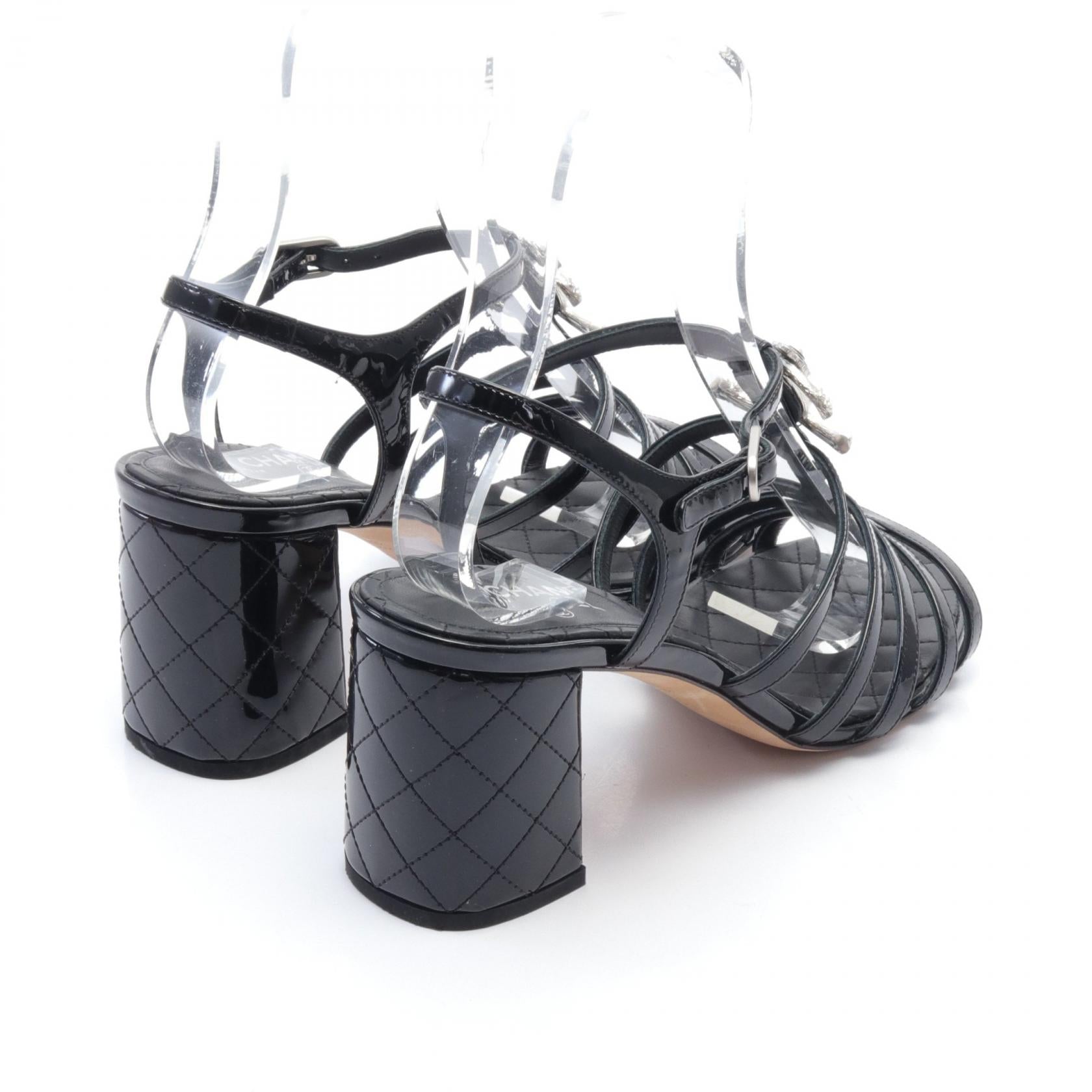 Chanel Coco Mark Patent Leather Sandals