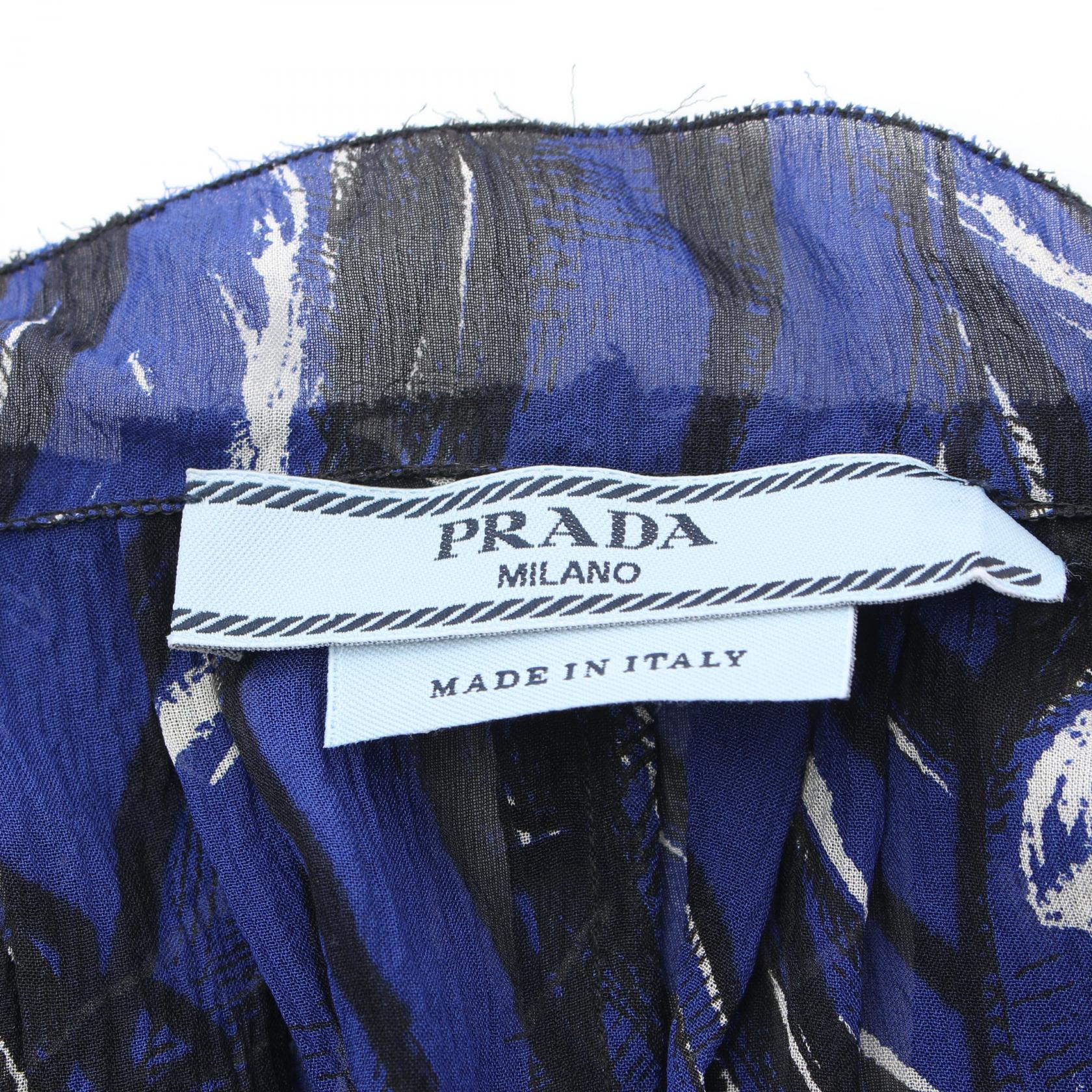 Prada Silk Tunic Dress Blue/Black