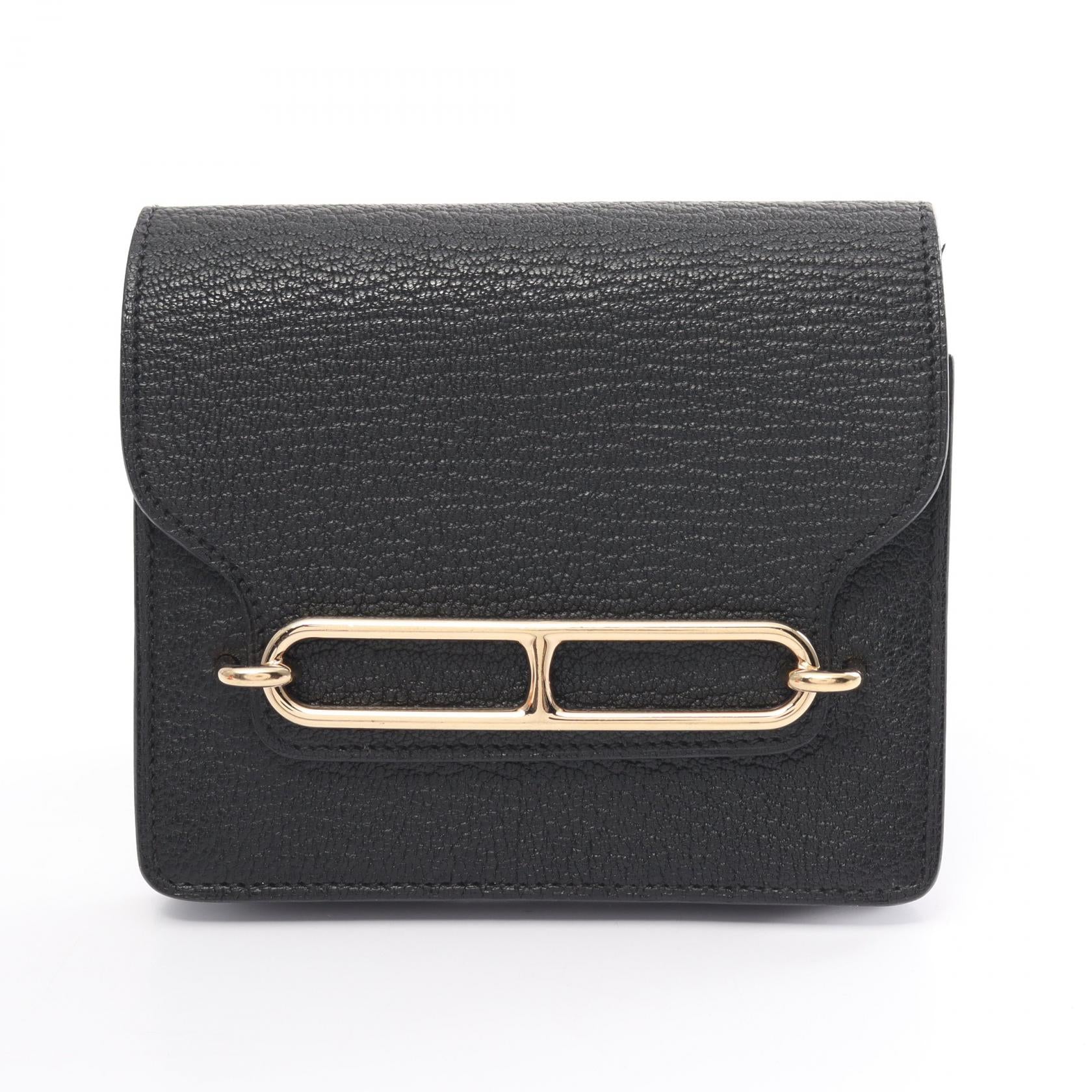 Hermes Chevre Slim Bifold Wallet Black