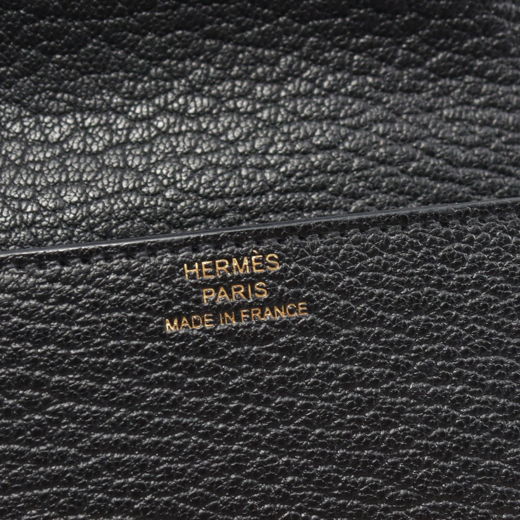 Hermes Chevre Slim Bifold Wallet Black