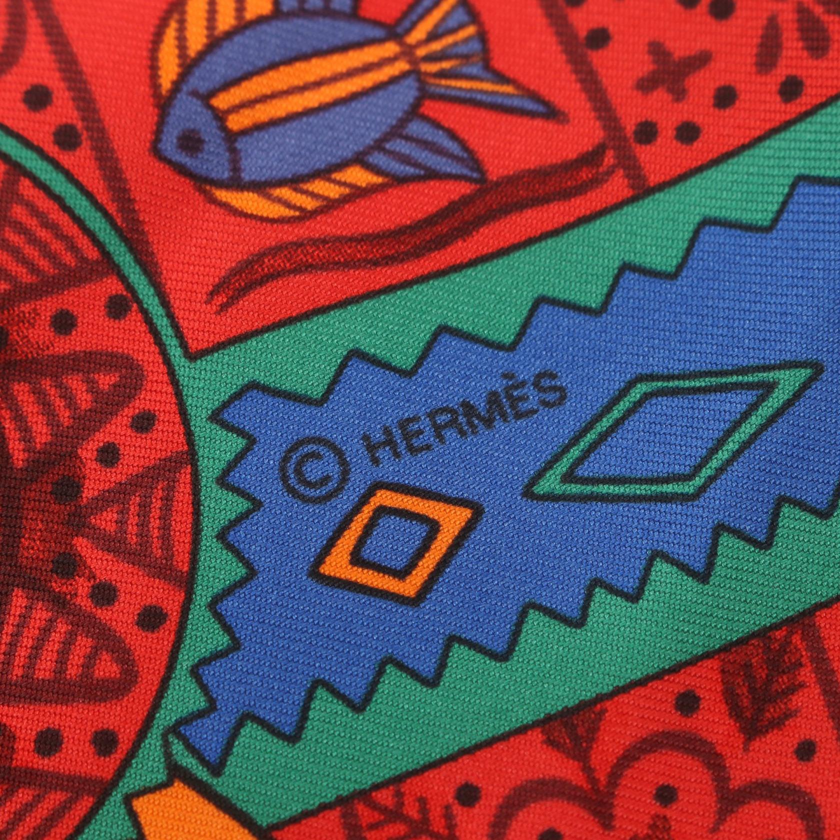 Hermes Carre 90 Ors Bleus D'Afrique Silk Scarf Canvas Scarf in Great Condition