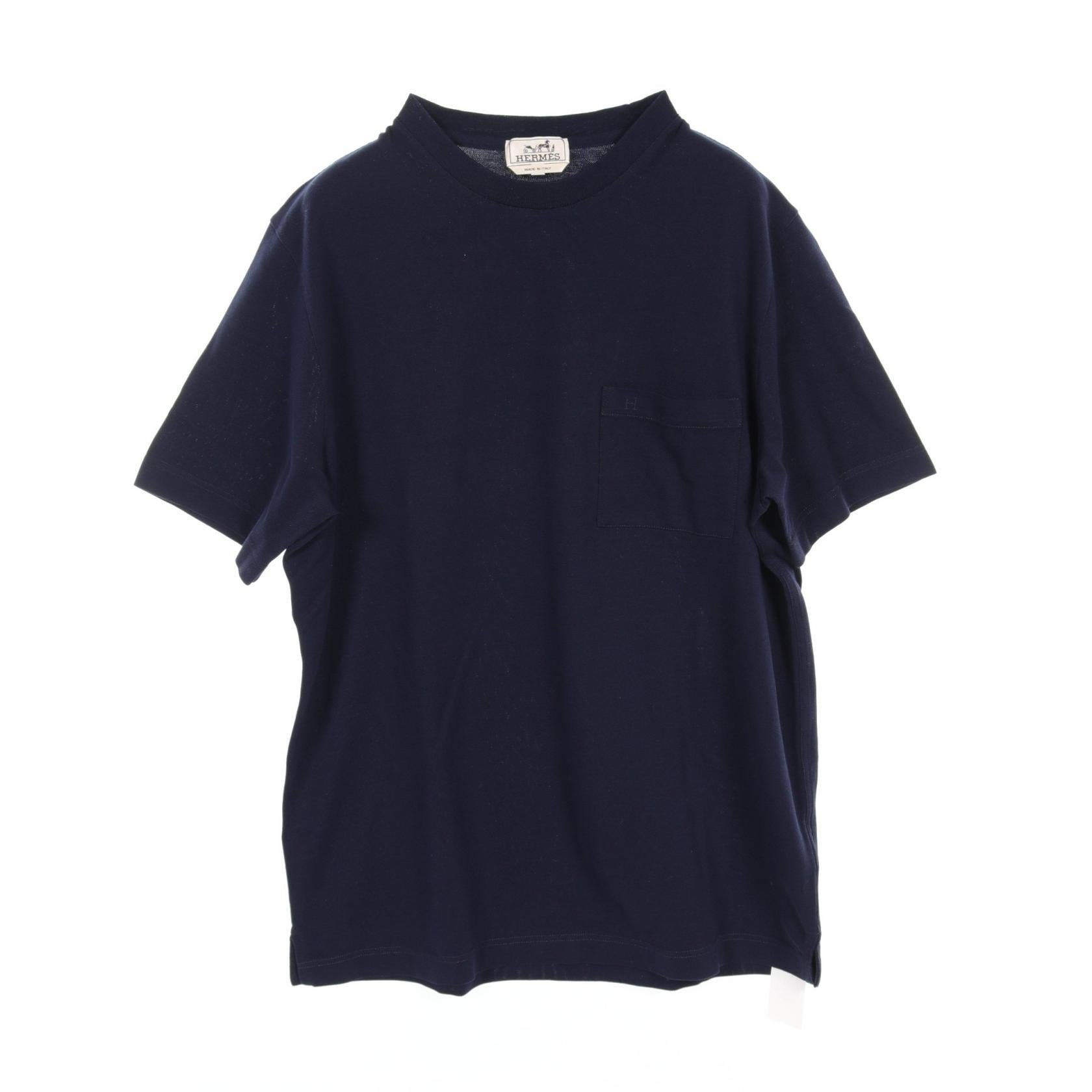 Hermes Cotton H Embroidery T-Shirt Navy